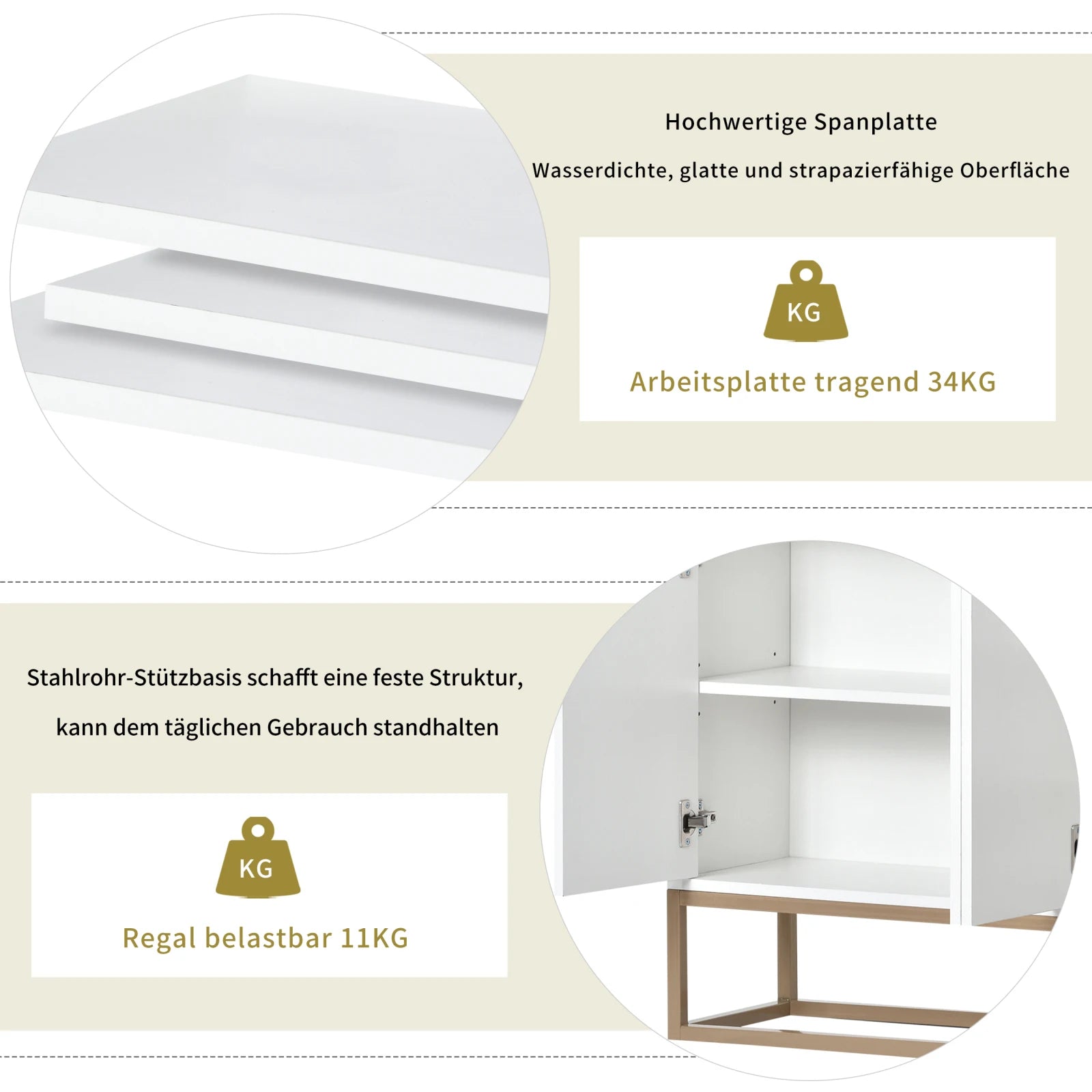 Minimalistische Dressoirkast 4 Deuren met Slot – Opbergkast Metaal & MDF – Moderne Buffetkast voor Woonkamer en Eetkamer