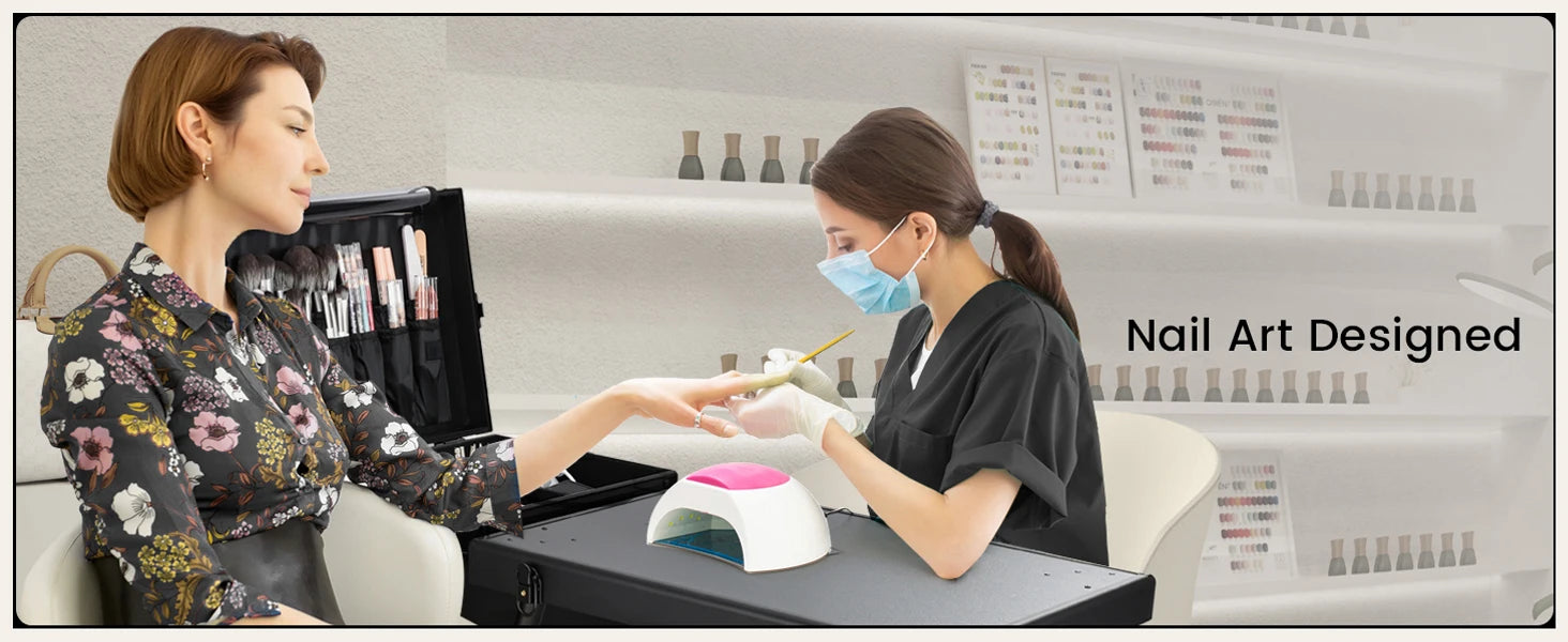 Mobiele Manicure Tafel met 5 Lades – Rijdende Nageltafel op Wielen – Opvouwbaar en Ruim Opbergstation voor Nagelstudio en Thuisgebruik
