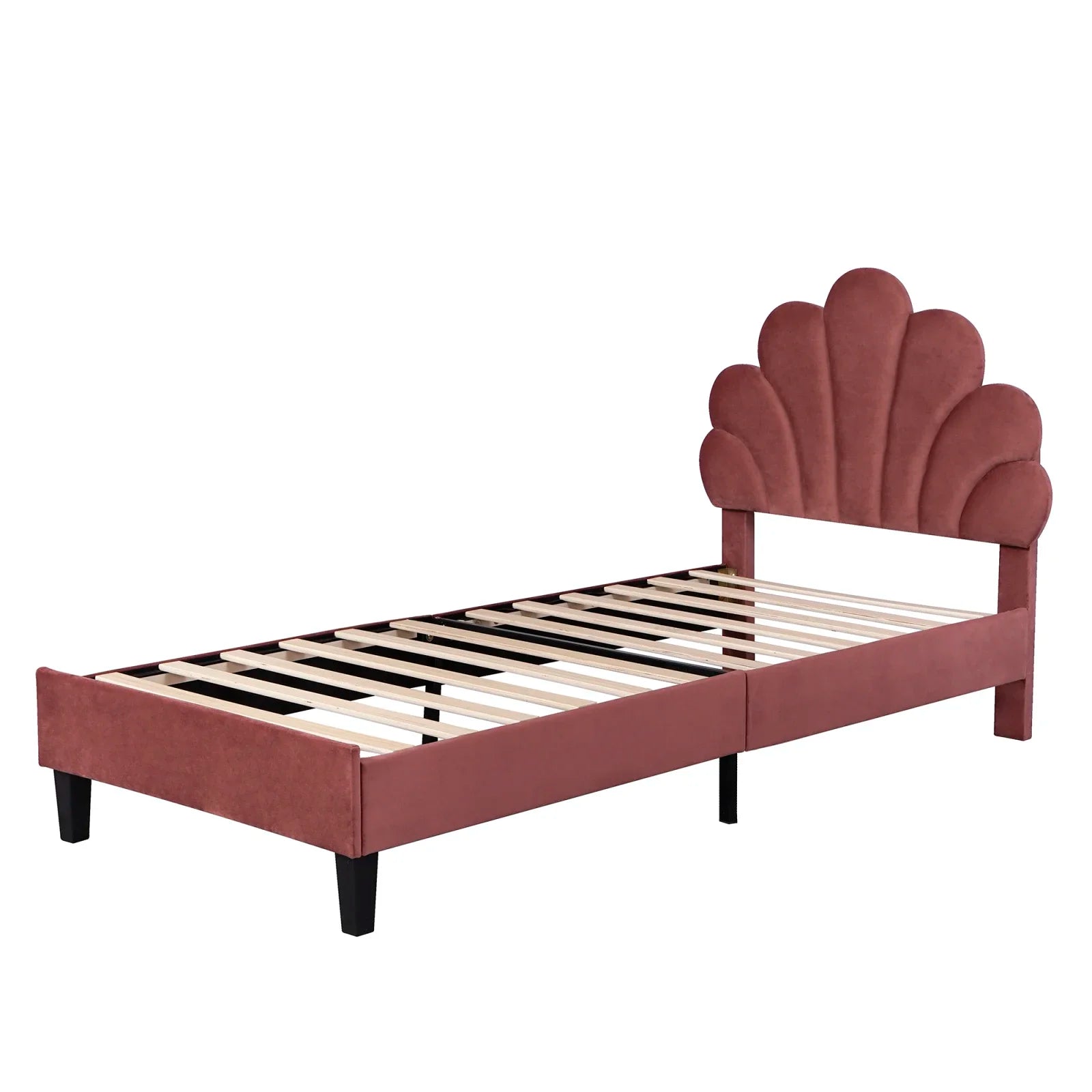 Kinderbed 90x200 Meisjesbed Fluweel Bloemenkroon – Speels & Stijlvol