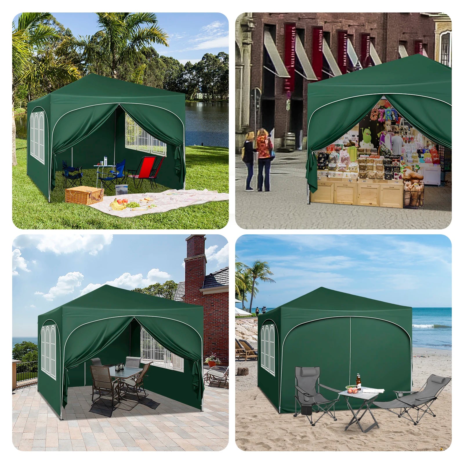 Opvouwbare Partytent 3x3 m Waterafstotend – Pop-up Tuintent met 4 Zijwanden, UV50+ Bescherming & Draagtas