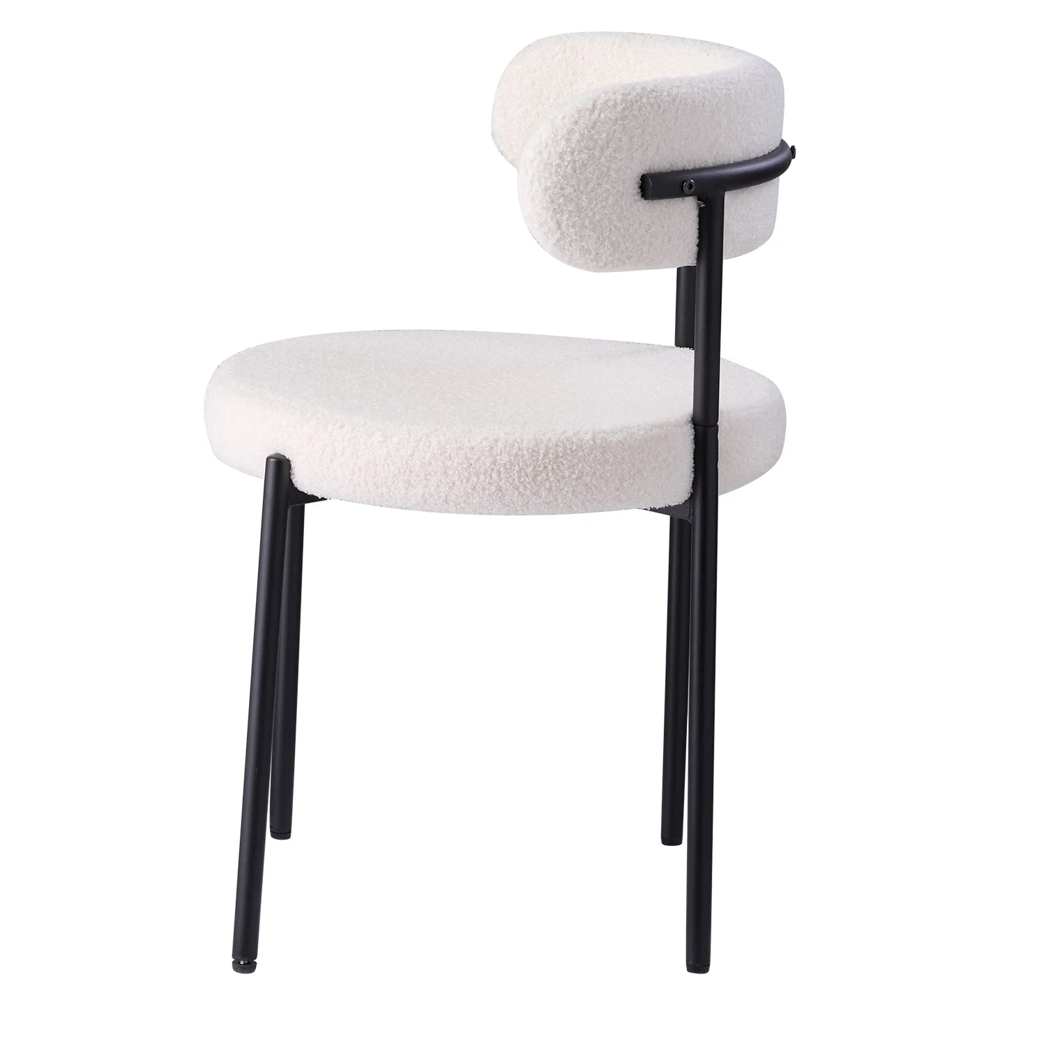 Scandinavische Eetkamerstoelen Set van 4 – Teddy Velvet Stoelen met Metalen Poten – Moderne Keukenstoelen Gestoffeerd – Beige/Zwart Design
