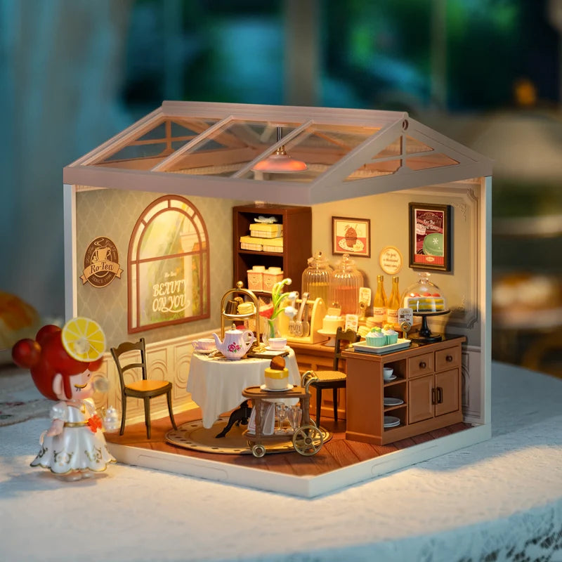 Miniatuur Poppenhuis Bouwset – Burgers Bar Thema – Creatieve DIY Bouwstenen voor Kinderen en Tieners