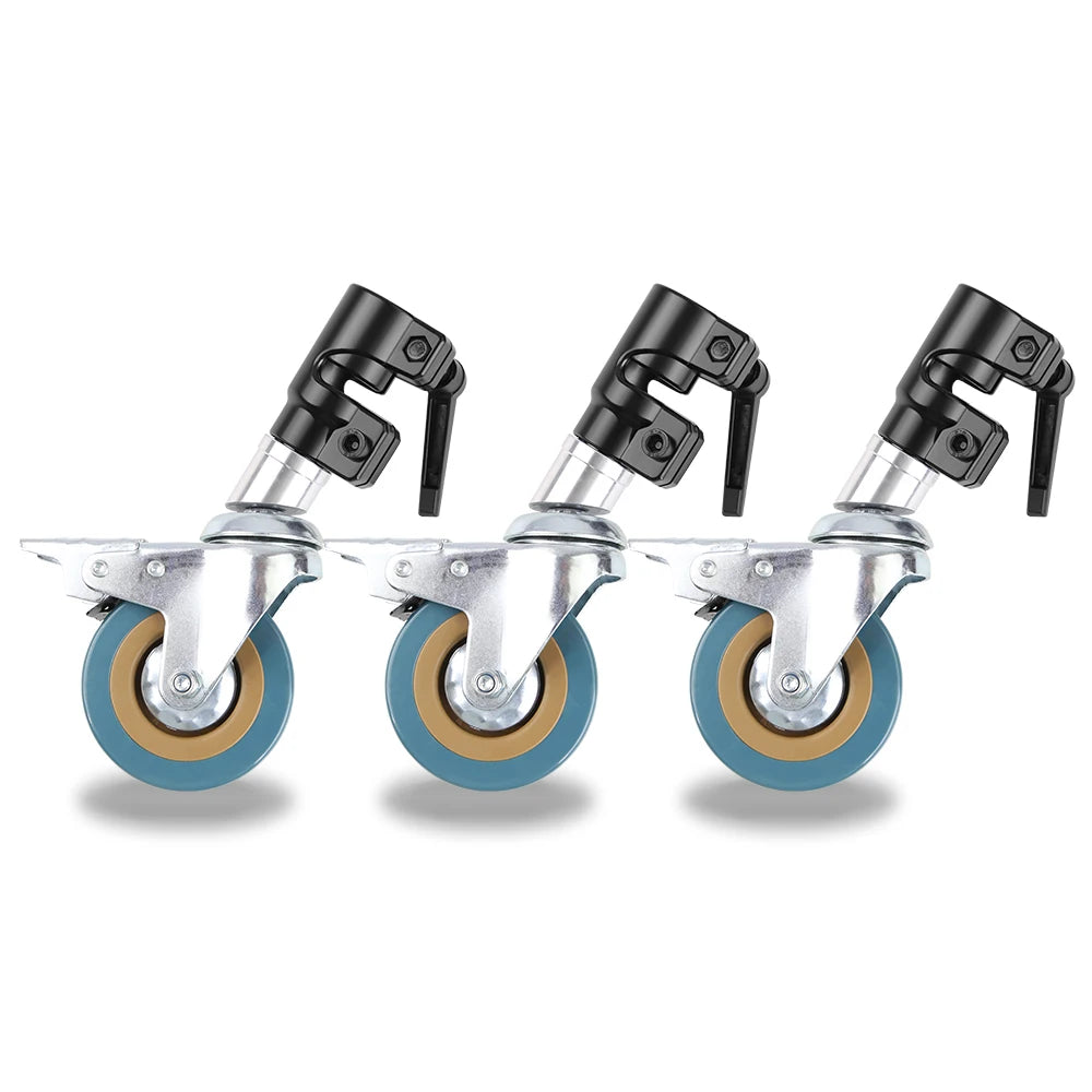 3x C-Stand Zwenkwielen 25mm – Vergrendelbare Wielen voor Lichtstatief en Magic Arm – Fotografie Accessoires