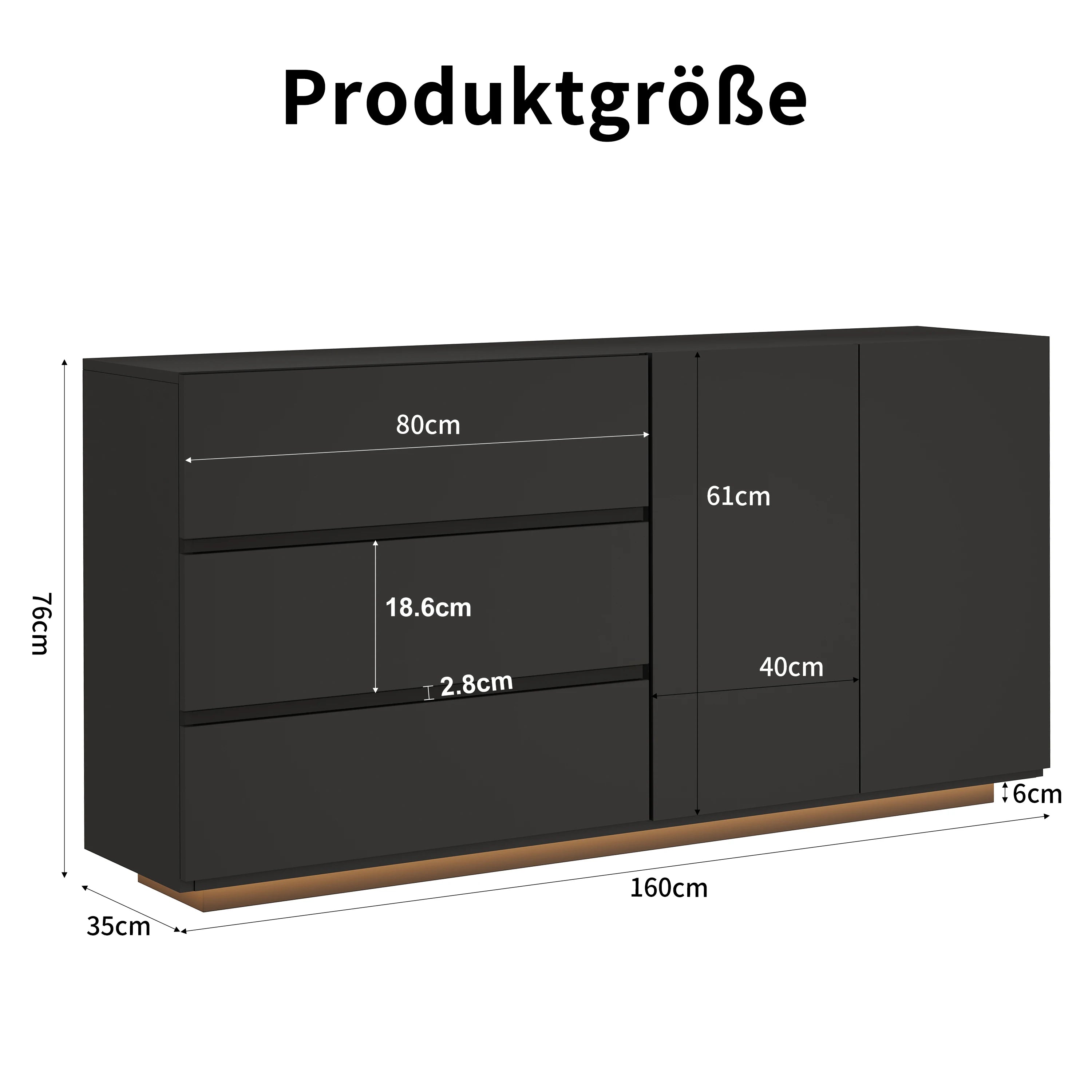 Hoogglans Buffetkast met LED Verlichting – Modern Dressoir met Opbergruimte