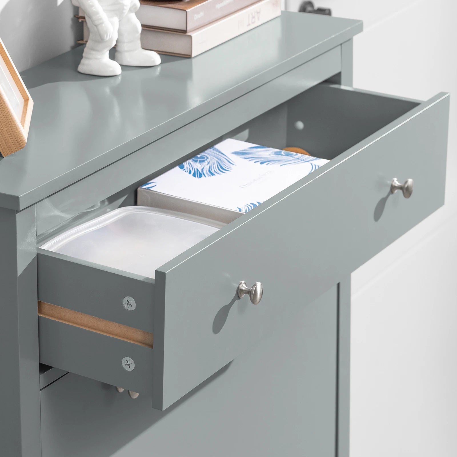 Smal Schoenenkast met 2 Kleppen en Lade – 80x25x108 cm – Praktische Opbergoplossing