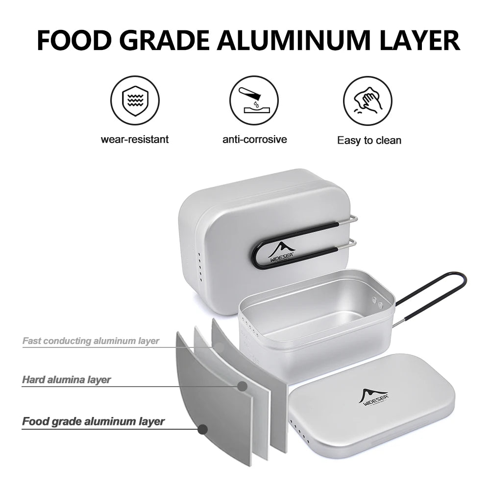 Aluminium Lunchbox & Outdoor Kookset met Drukontlasting – Camping Kookgerei