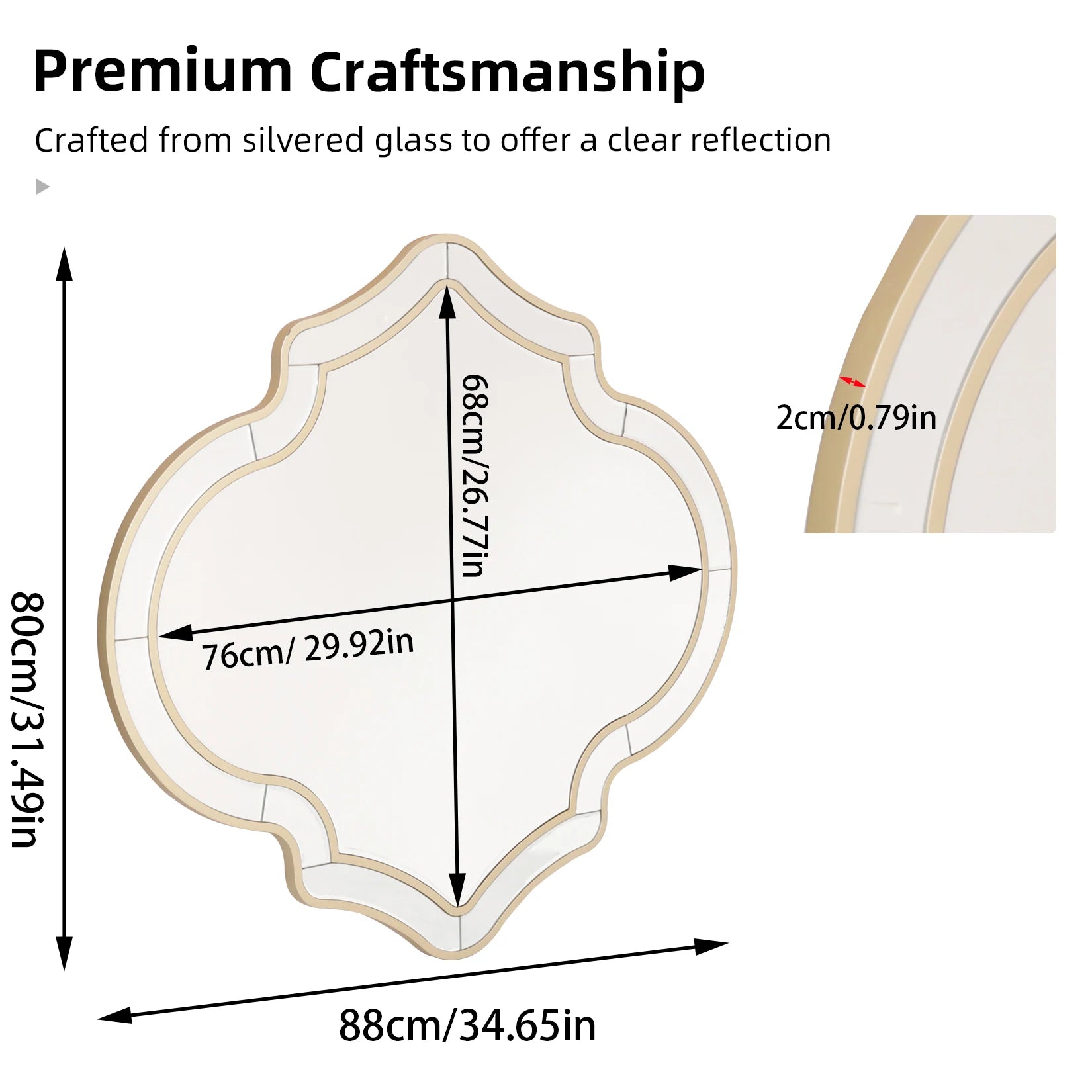 Grote Luxe Gouden Wandspiegel met Facetglas en Houten Lijst – Decoratieve Spiegel voor Woonkamer