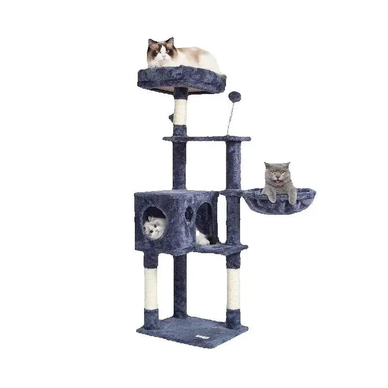 Kattenboom met Krabpaal en Hangmat – 5 Niveaus Donkergrijs met Huis en Speeltjes voor Binnenkatten