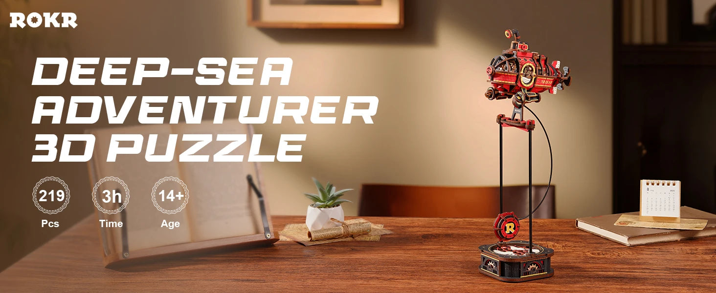 3D Houten Onderzeeër Model – DIY Kinetische Puzzel 219 Stuks – Decoratie voor Bureau en Creatief Cadeau voor Volwassenen