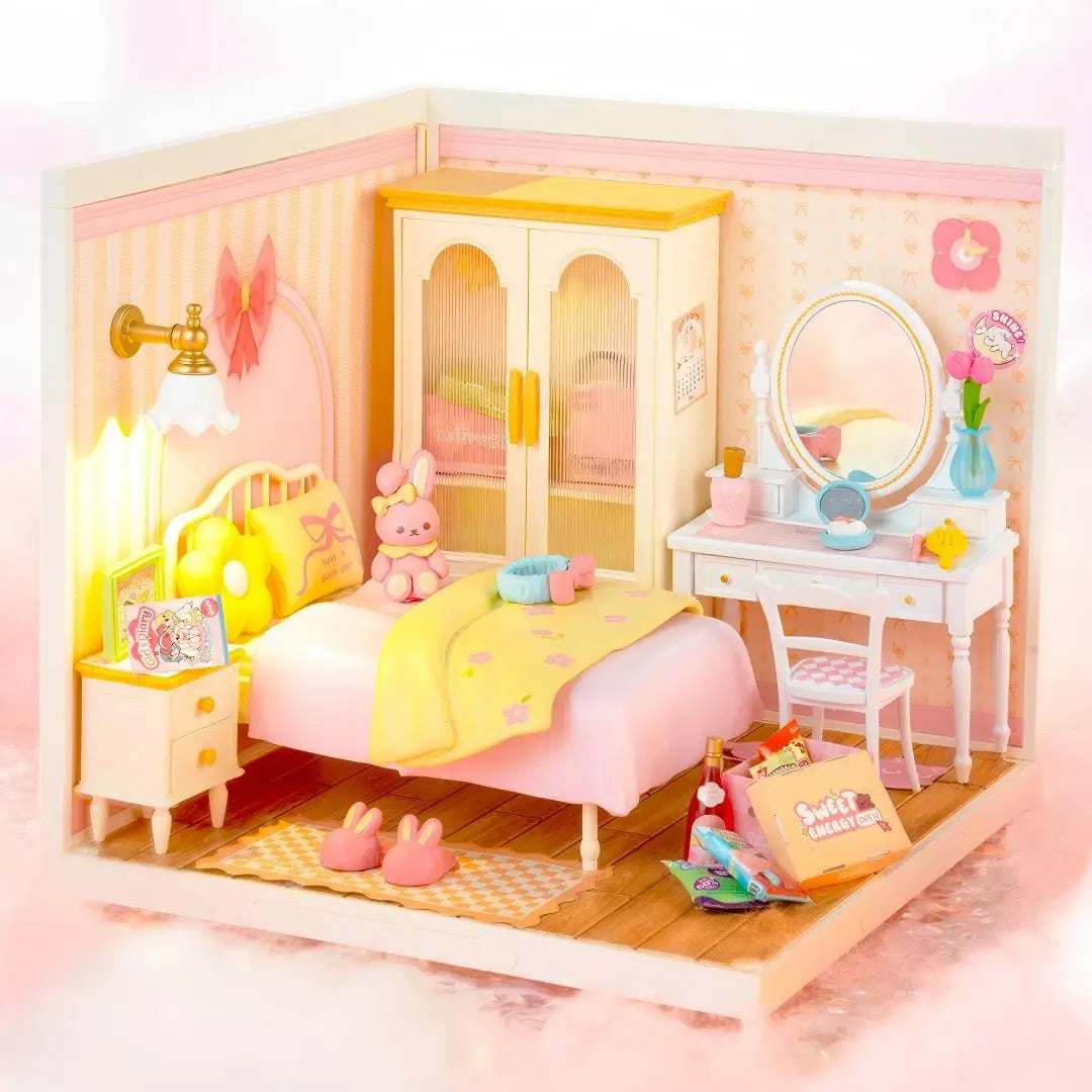 3D Puzzel Miniatuur Roze Slaapkamer – DIY Bouwset voor Creatieve Hobbyisten en Poppenhuisfans
