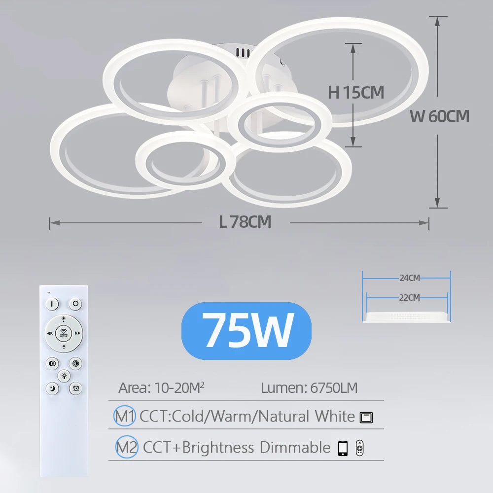 Moderne LED Plafondlamp Cirkel met Afstandsbediening – Dimbare Acryl Lamp met 3 Lichtkleuren voor Woonkamer, Slaapkamer & Keuken