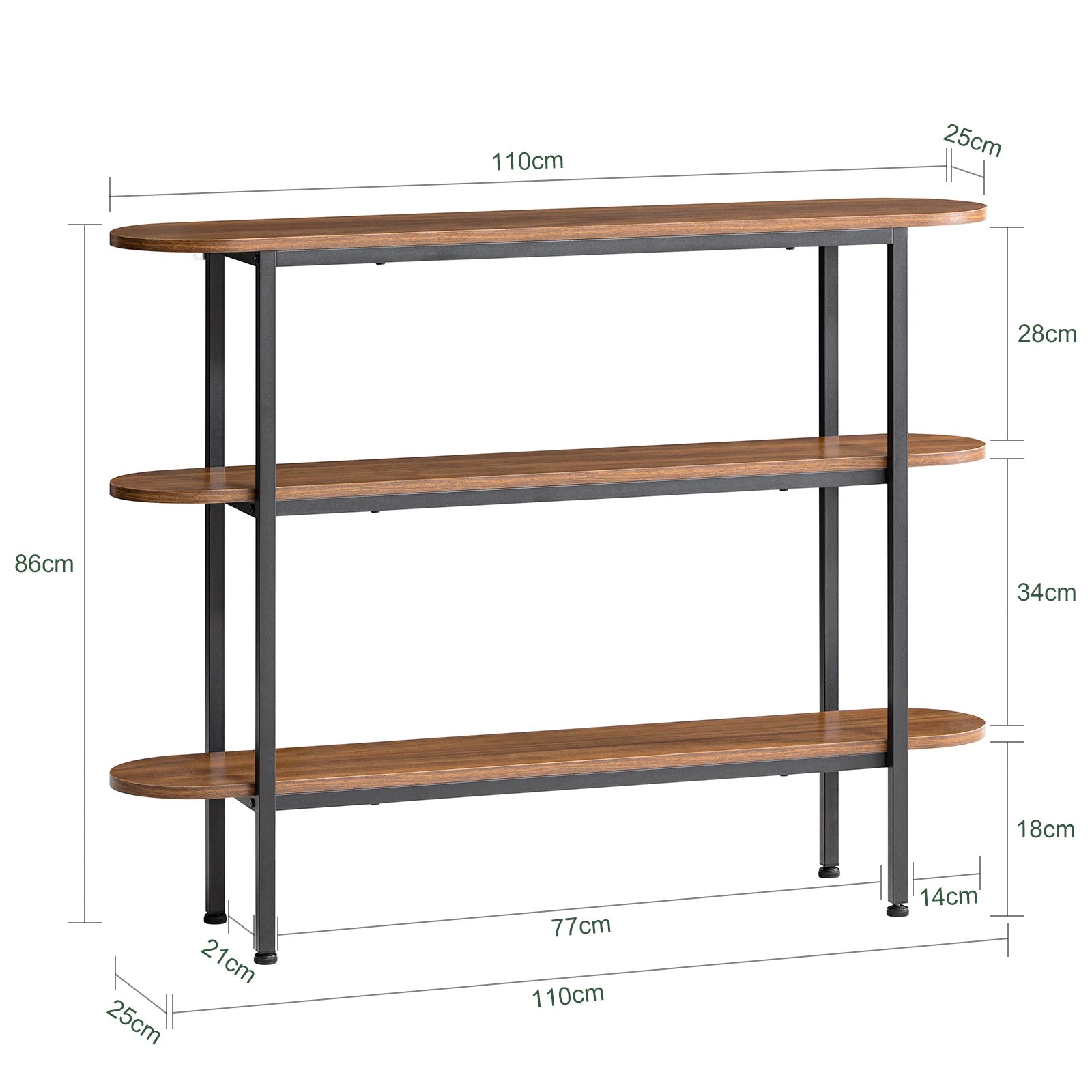 Smalle haltafel console 110 × 86 × 25 cm – smalle bijzettafel voor hal, gang en woonkamer