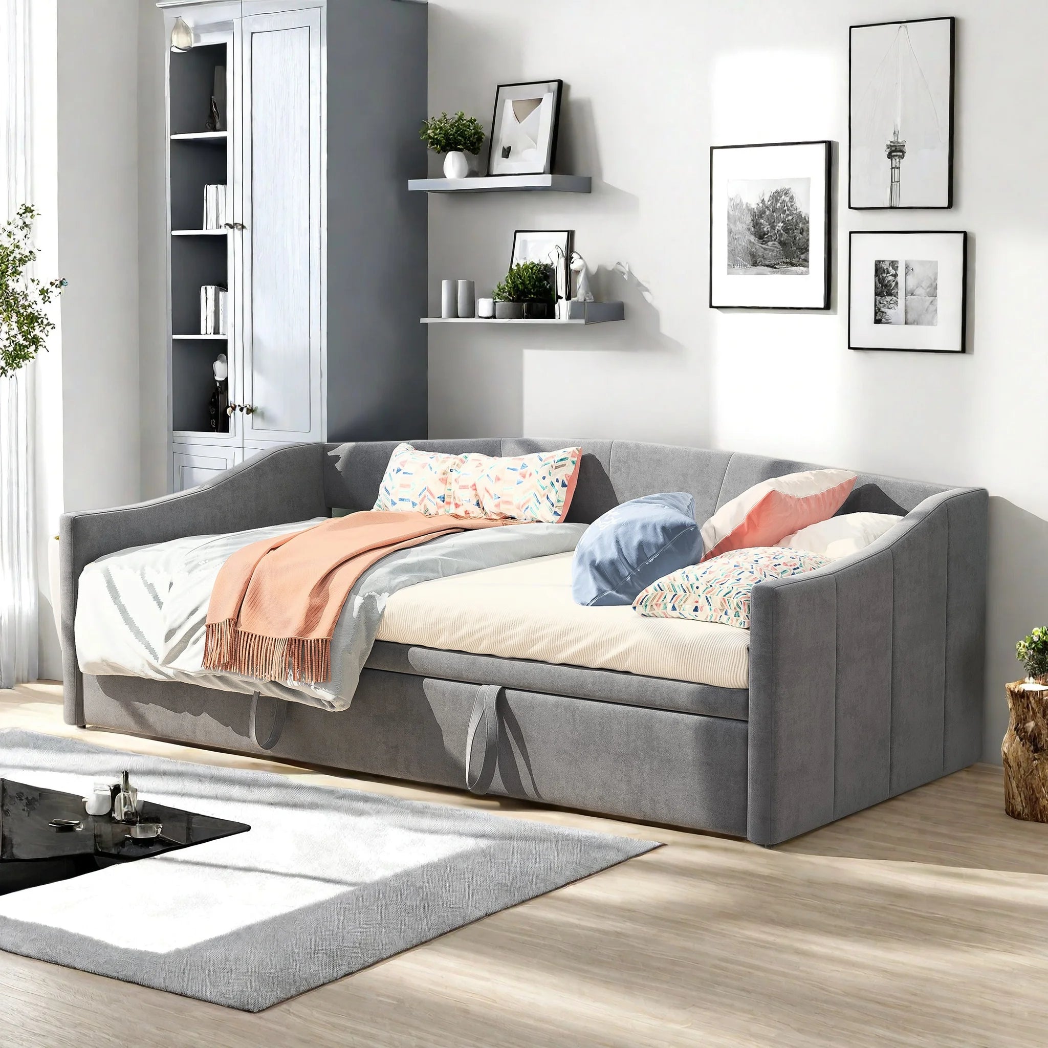 Fluwelen 2‑in‑1 Slaapbank 90×200 cm – Multifunctionele Bank & Bed