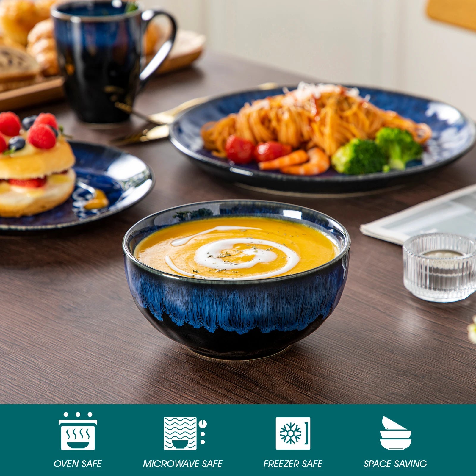 Keramiek Serviesset – Luxe Porselein Servies 16/32/48-delig – Magnetron & Vaatwasser Bestendig – Modern Servies voor 4, 8 of 12 Personen
