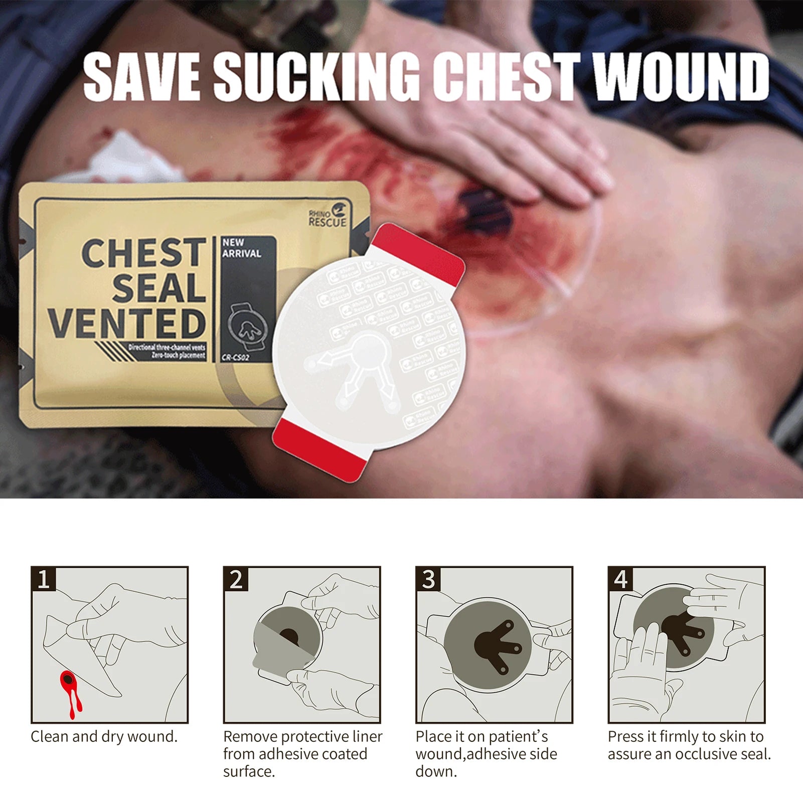 Tactische Ventilatie Borstseal voor Traumazorg – Pneumothorax Eerste Hulp