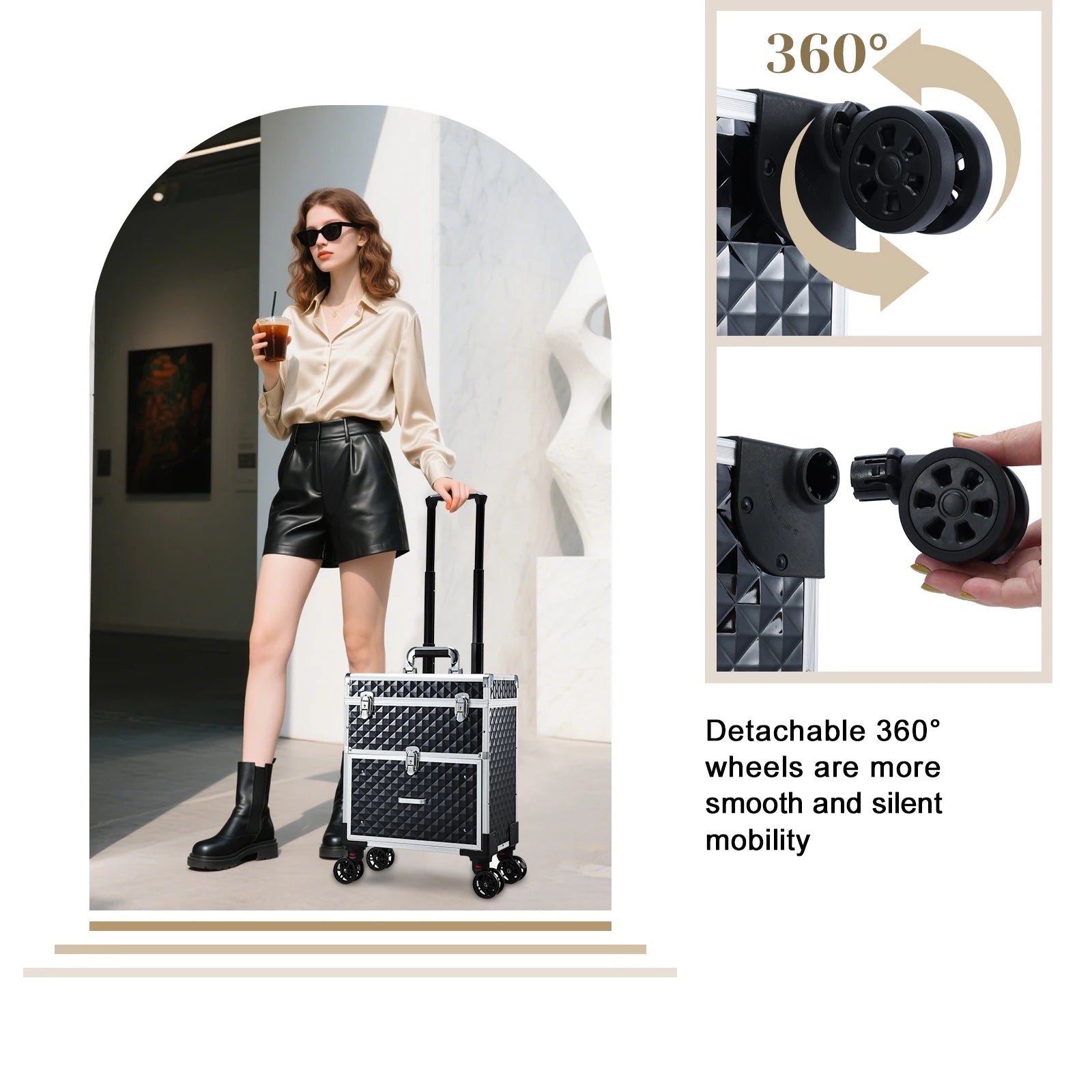 Professionele Rollende Make-up Koffer met Lade – Cosmetica Organizer Trolley voor Make-up Artisten