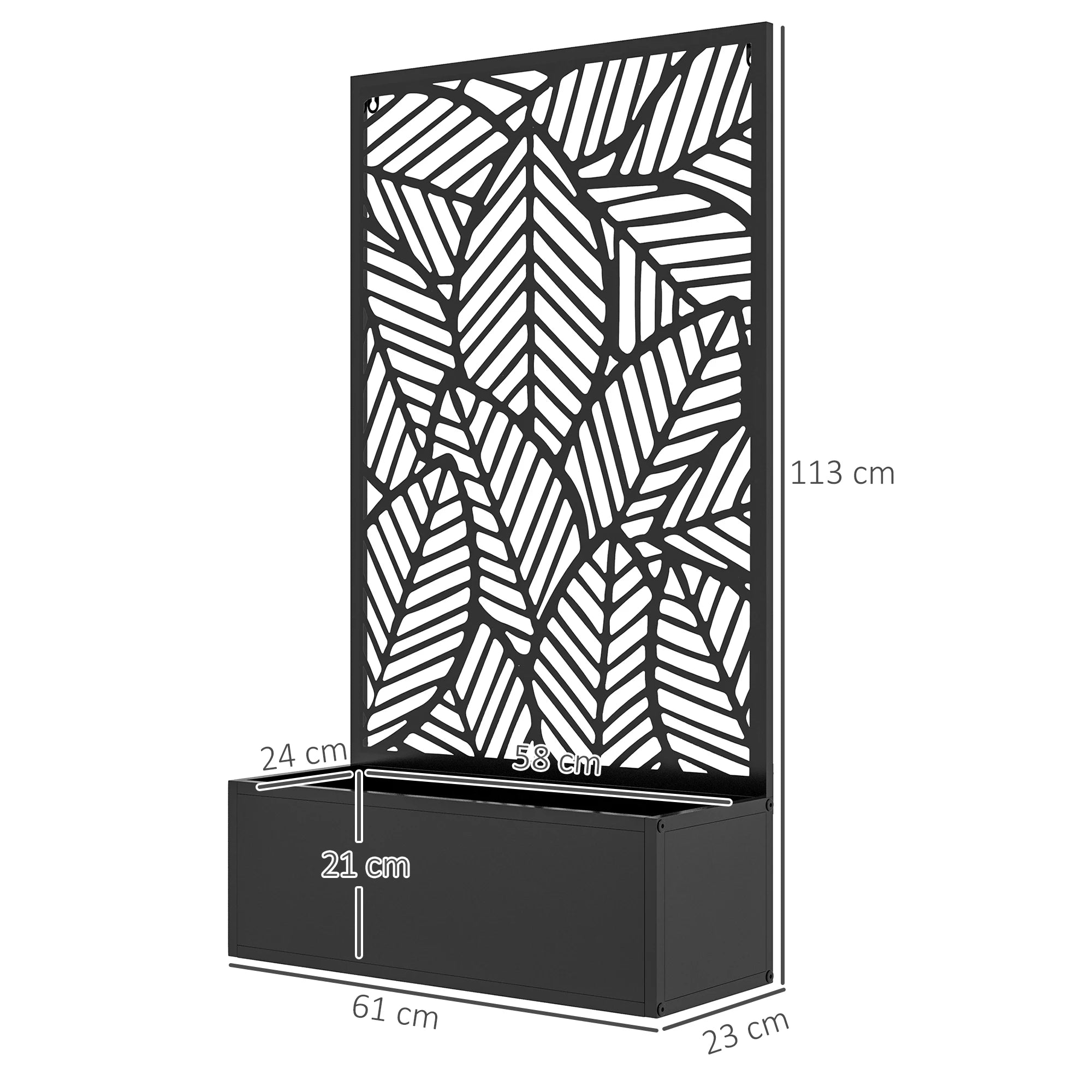 Metalen Plantenbak met Trellis en Privacy Scherm – Verhoogde Bloembak voor Tuin en Balkon 113 cm