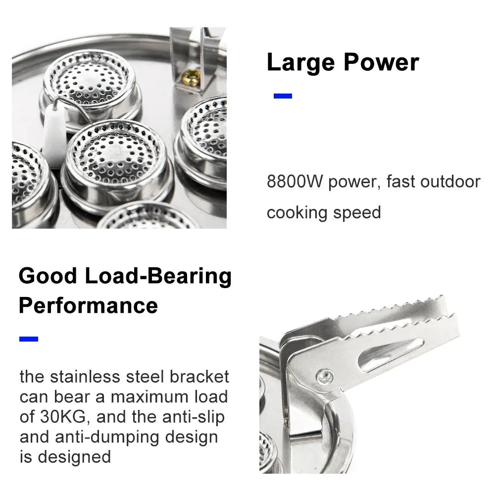 Draagbaar 8800W Camping Gasfornuis – Hoge Vermogen Outdoor Brander Voor Kamperen & Picknicken