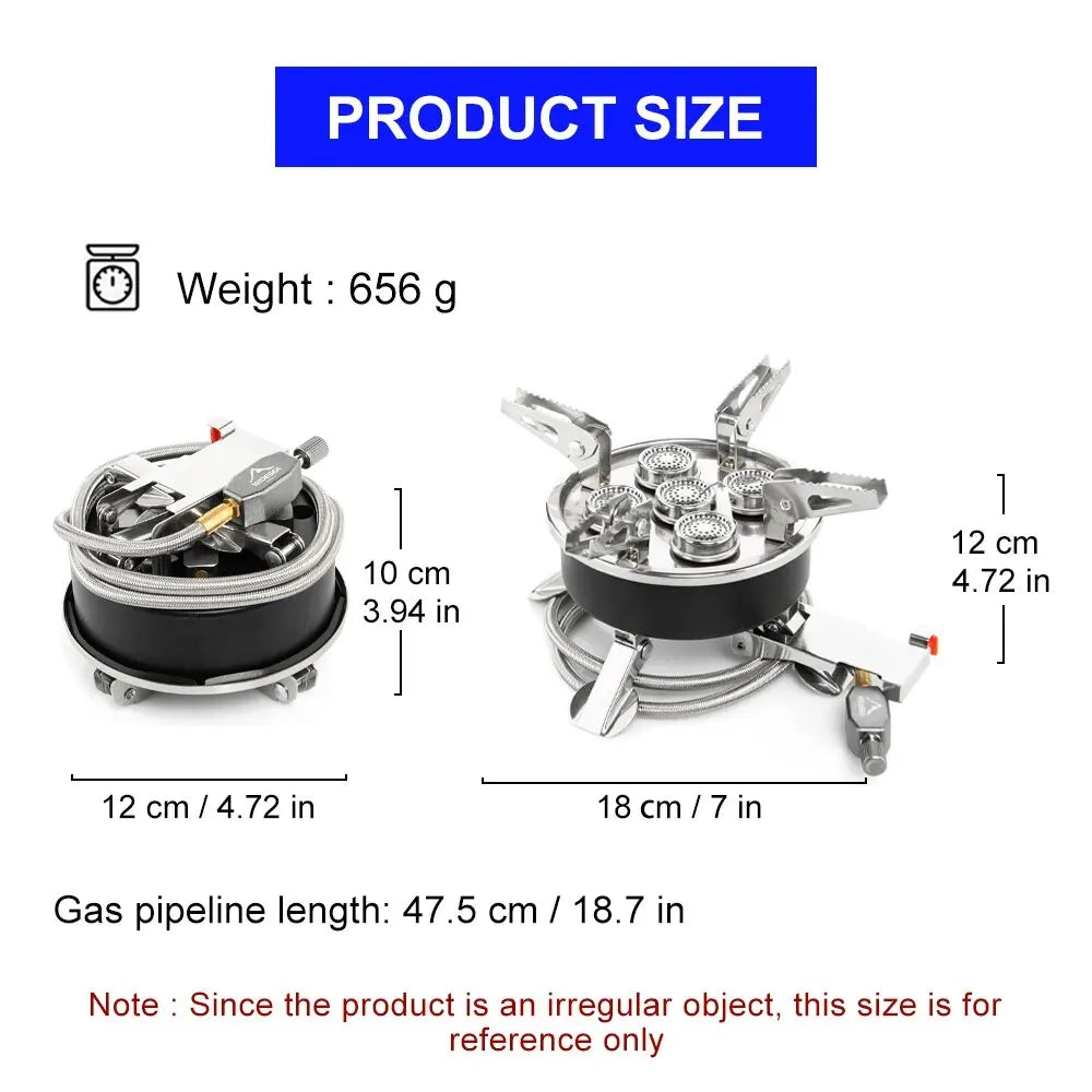 Draagbaar 8800W Camping Gasfornuis – Hoge Vermogen Outdoor Brander Voor Kamperen & Picknicken
