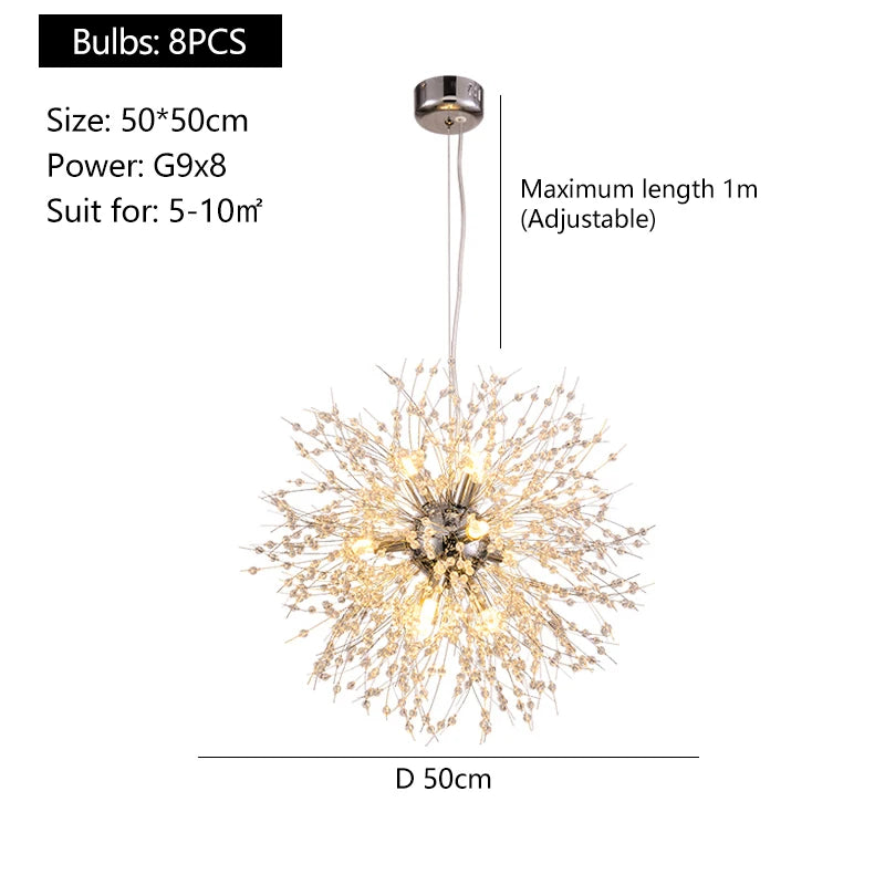 Luxe Paardenbloem Plafondlamp met Kristal – Moderne LED Kroonluchter Goud/Zilver met Afstandsbediening