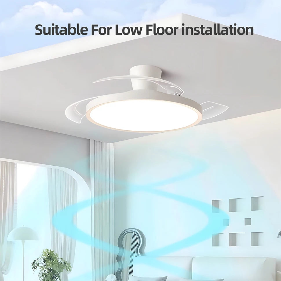 Plafondventilator met Verlichting – Moderne LED Plafondlamp met Intrekbare Bladen