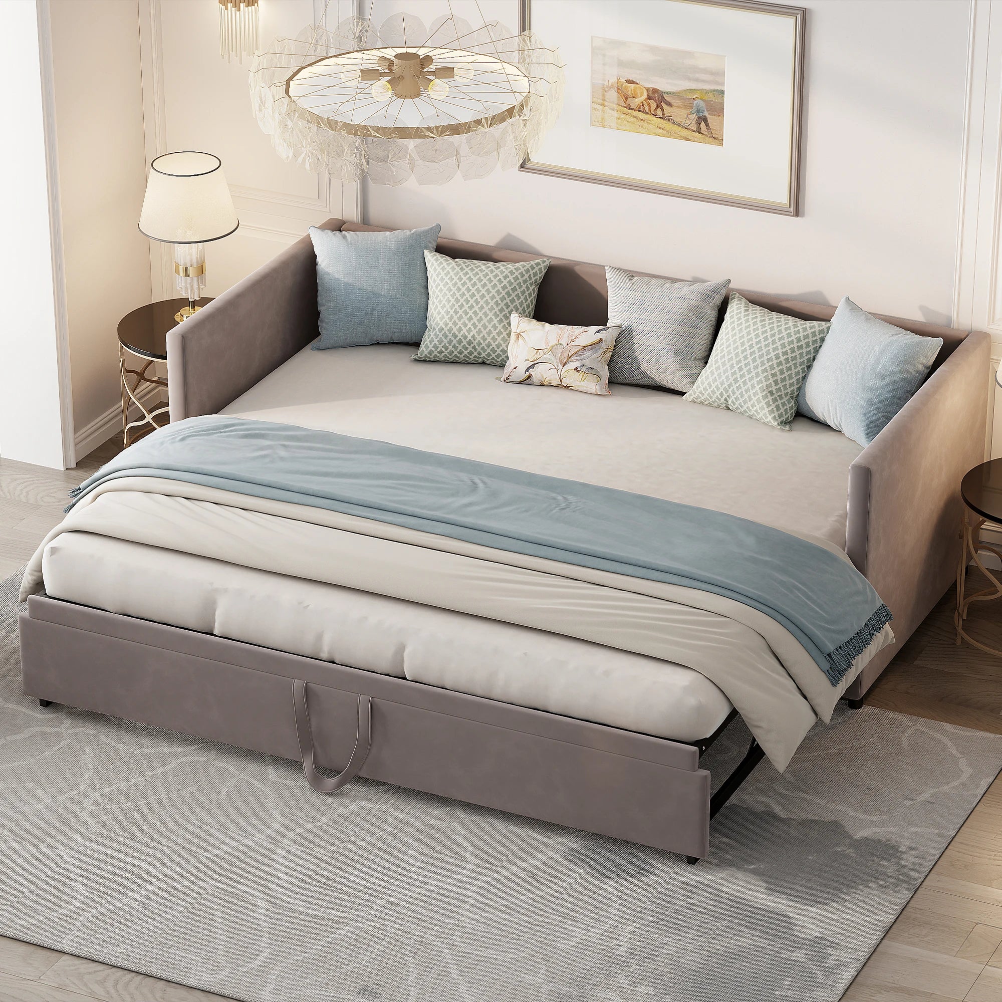 Fluwelen 2‑in‑1 Slaapbank 90×200 cm – Multifunctionele Bank & Bed
