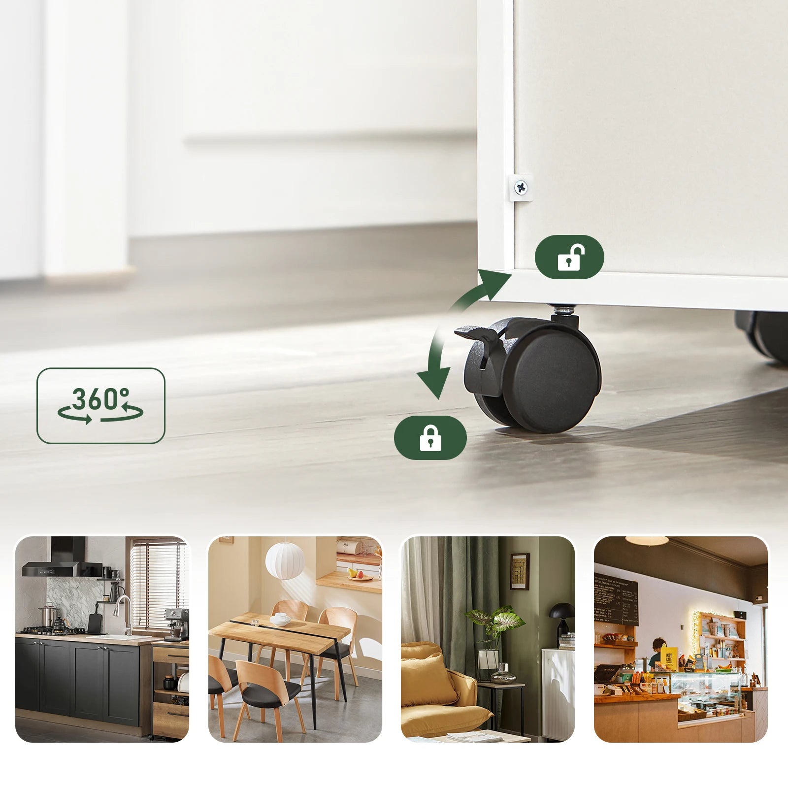 Mobiele Keukenkast met Rolluik – Opbergkast & Keukenwagen met Lade – Multifunctionele Keukenoplossing