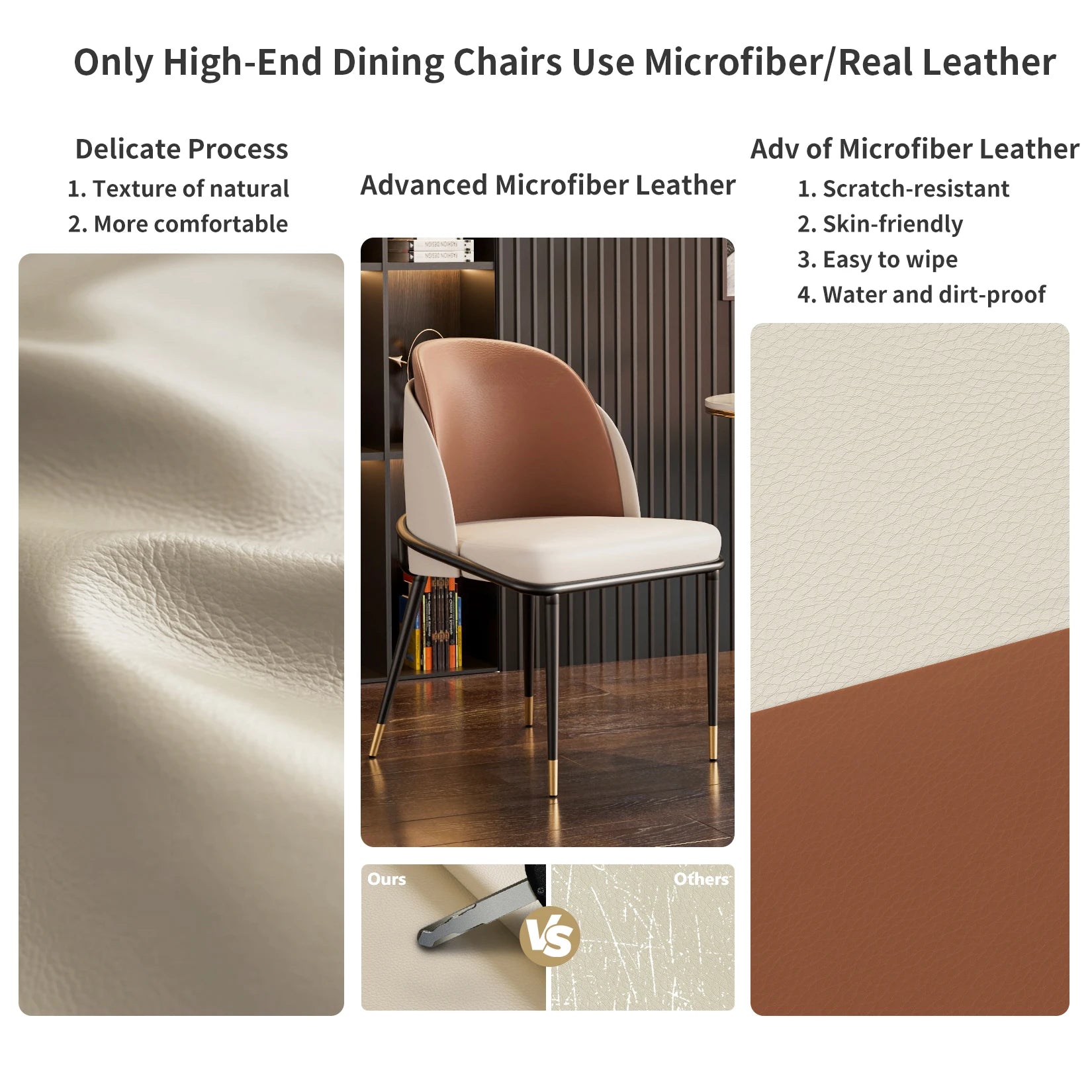 Moderne Eetkamerstoelen Set van 2 – Luxe Kunstleer Stoelen met Armleuningen - Gestoffeerd & Comfortabel Design