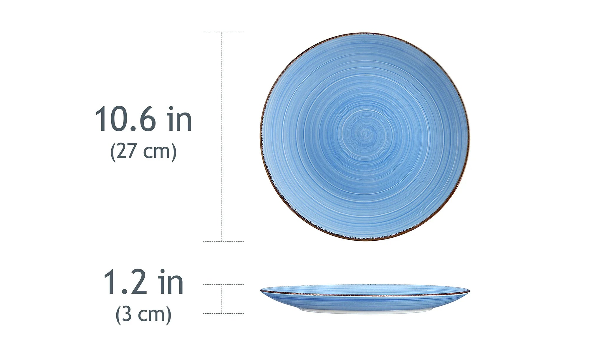 Dinerbord Set 6 Stuks 26,5 cm – Handgeschilderd Keramiek Servies – Rustieke Blauwe Borden