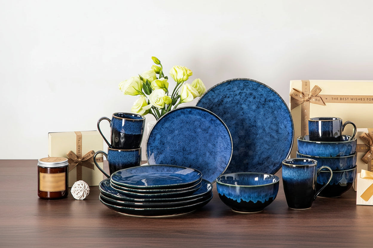 Keramiek Serviesset – Luxe Porselein Servies 16/32/48-delig – Magnetron & Vaatwasser Bestendig – Modern Servies voor 4, 8 of 12 Personen