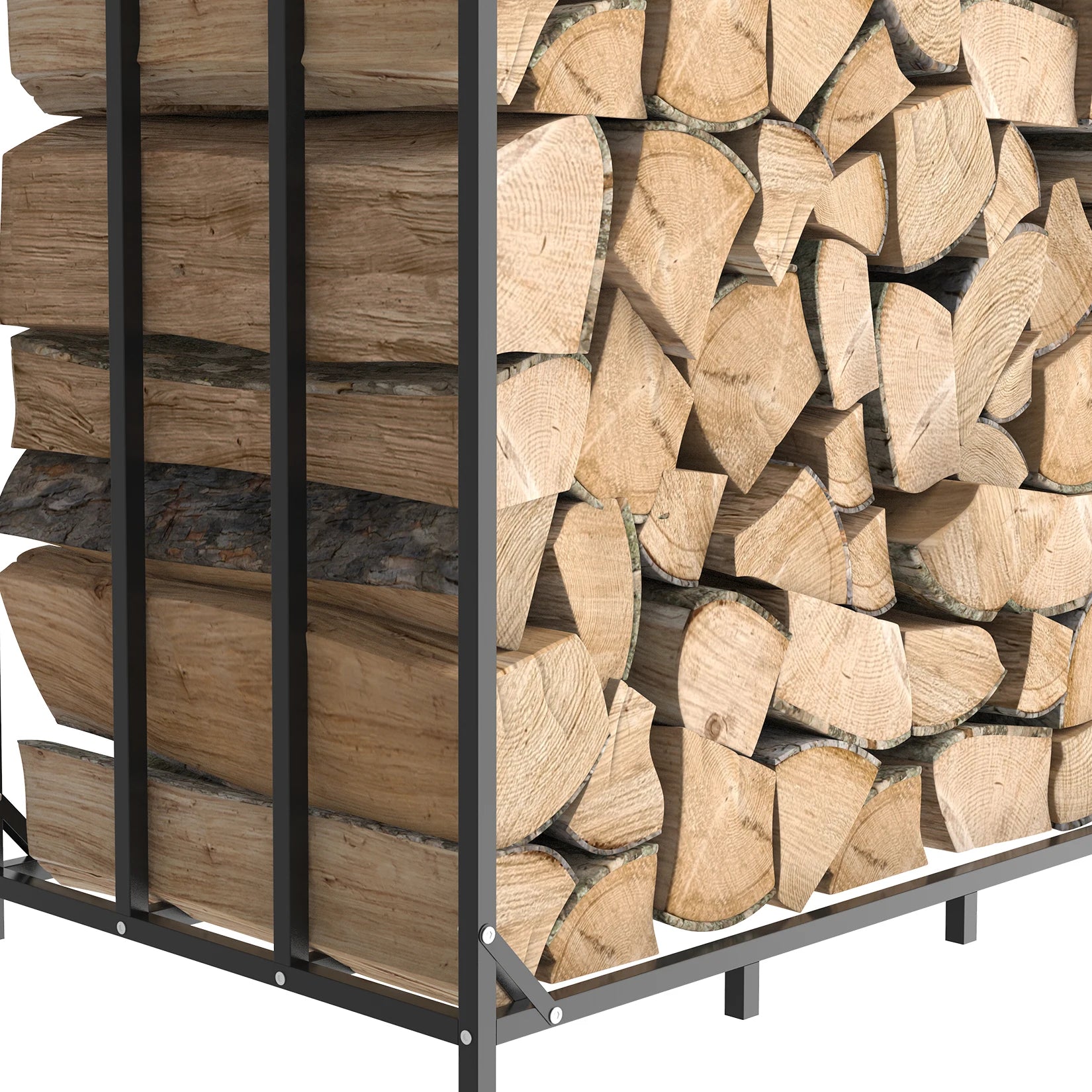 XXL Metalen Haardhoutrek met Dak en Beschermhoes – Heavy Duty Houtopslag voor Buiten, Tuin en Terras