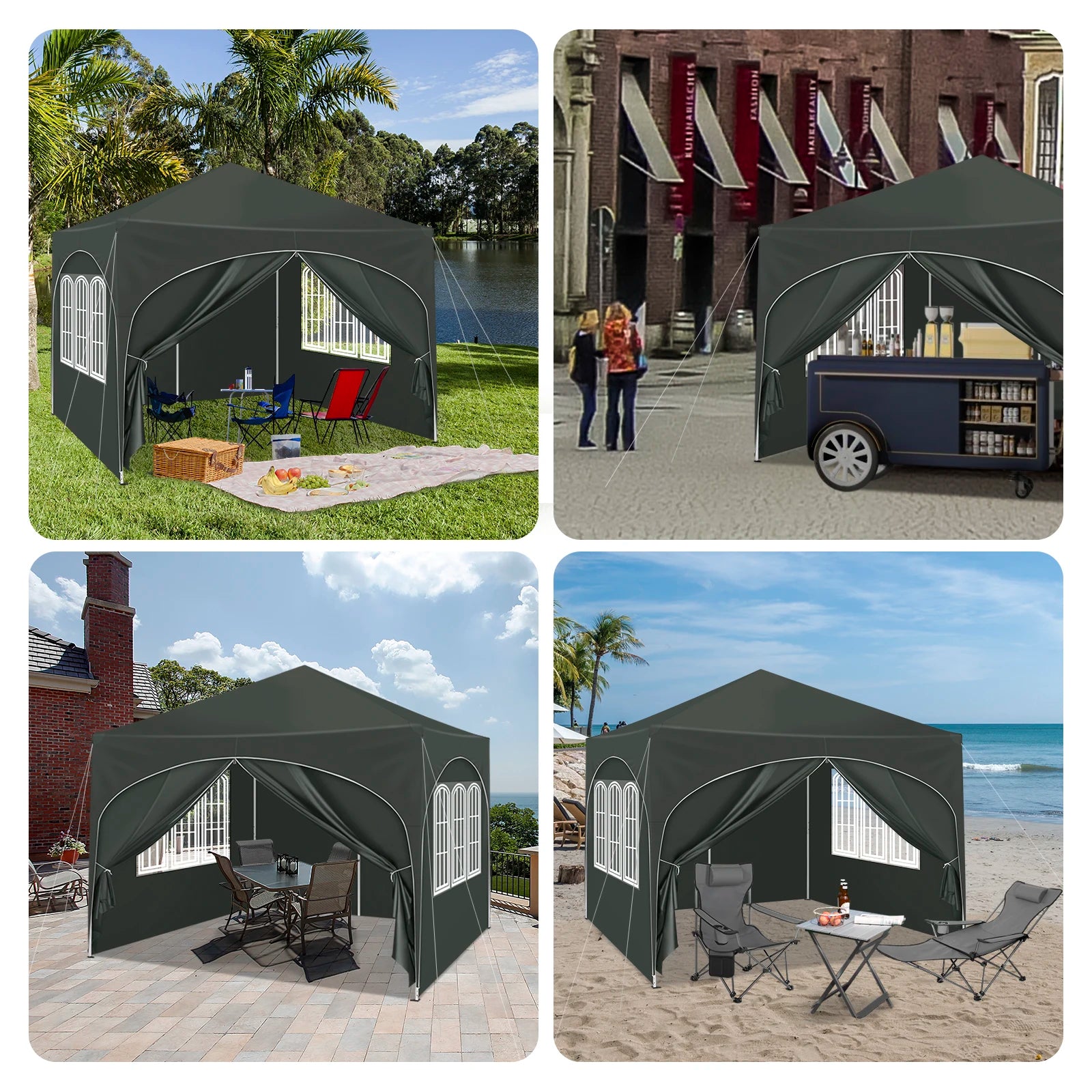 Opvouwbare Partytent 3x3 m Waterafstotend – Pop-up Tuintent met 4 Zijwanden, UV50+ Bescherming & Draagtas