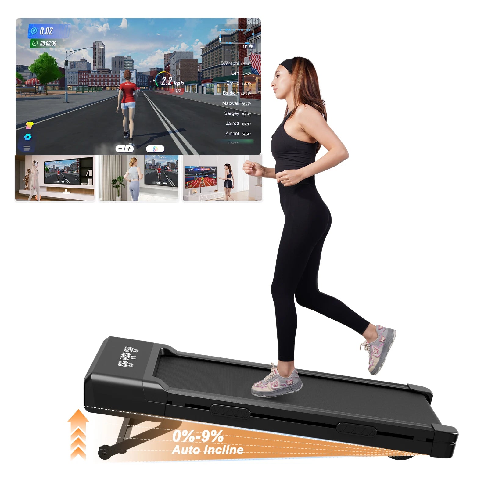 Opvouwbare Walking Pad met Helling 9% – Elektrische Loopband voor Thuis met App en LCD Scherm