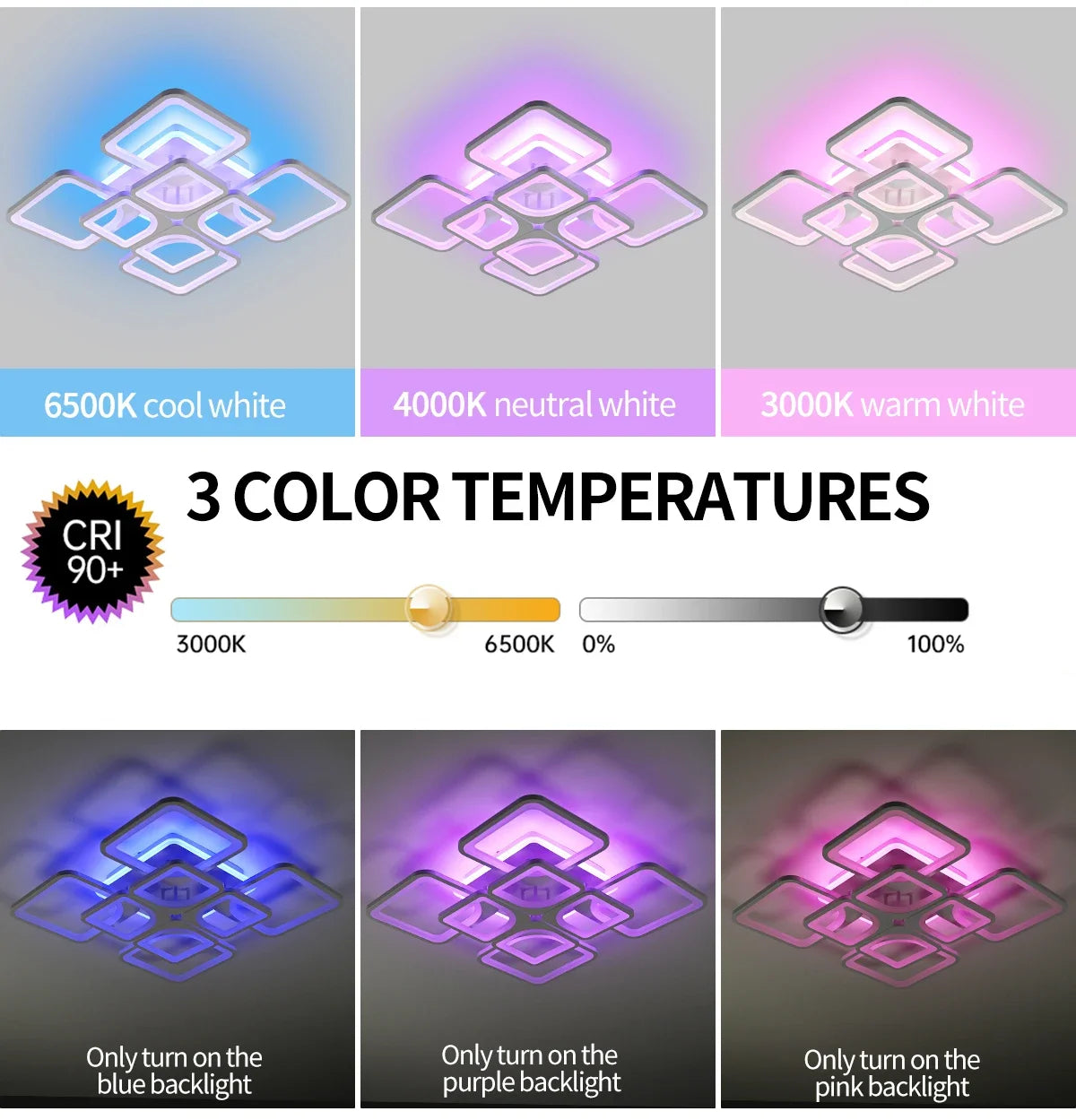 Slimme Vierkante LED Plafondlamp – Dimbare Minimalistische Plafondverlichting met Afstandsbediening & App