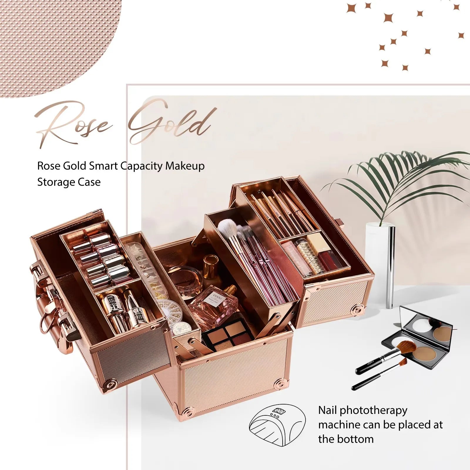 Draagbare Make-up Train Case – 4 Lades Organizer Koffer – Waterdicht en Reisklaar
