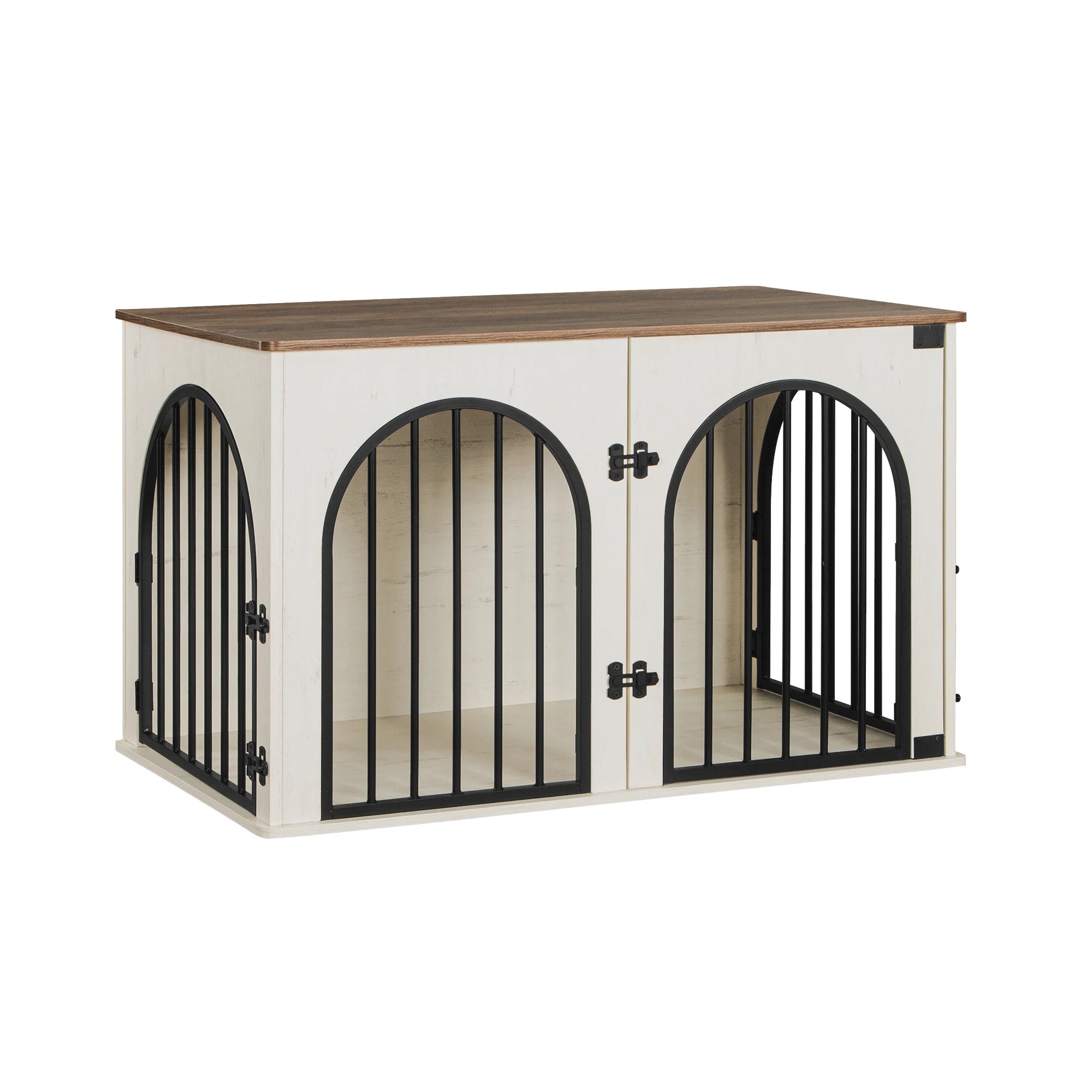 Houten Hondenbench Meubel 100 cm – Luxe Design Hondenkooi met 3 Deuren – Stevige Dog Crate voor Binnen – Bijzettafel & TV Meubel