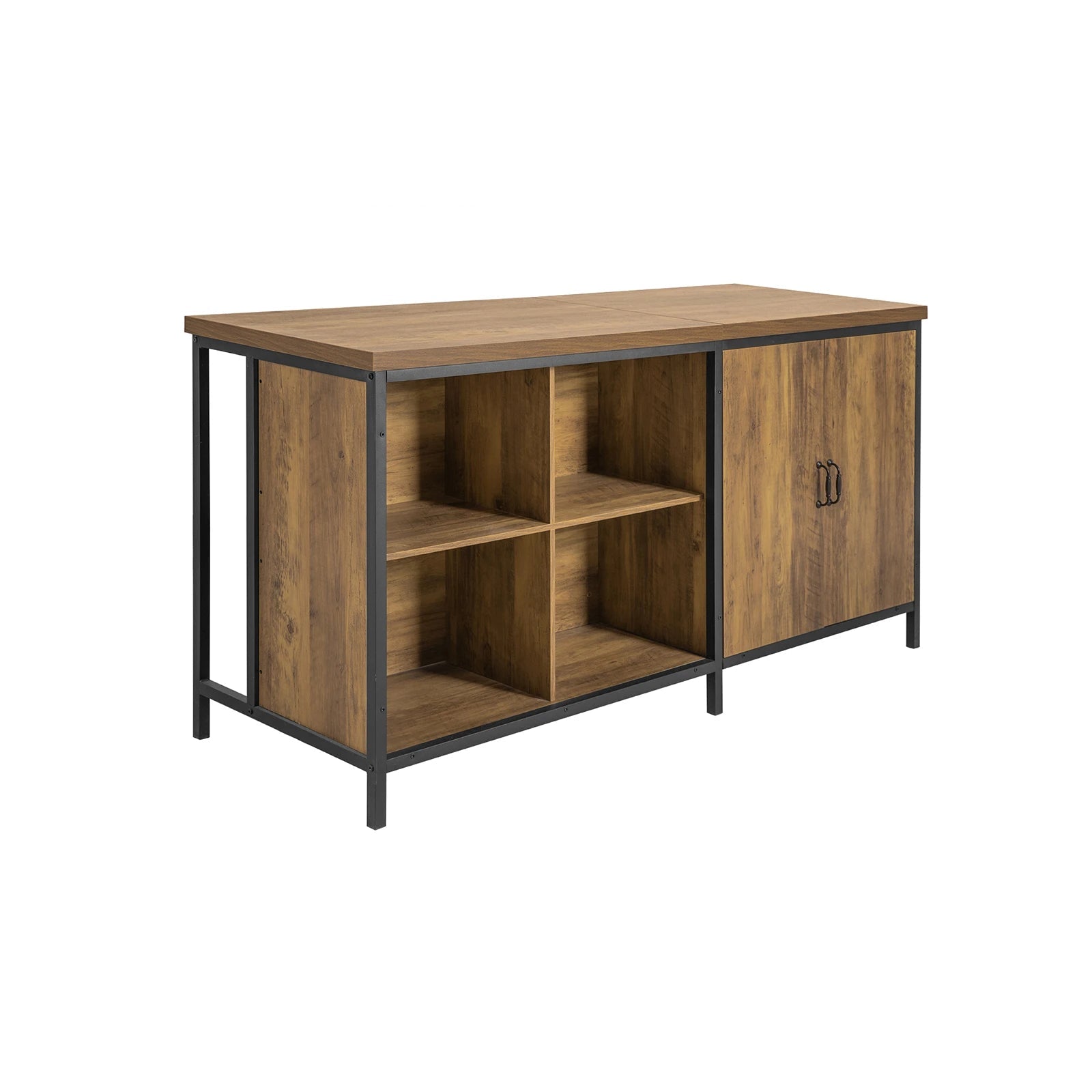 Vrijstaand Industrieel Keukeneiland 170 cm – Dressoir Bartafel met Opbergruimte – Metaal & MDF Bruin