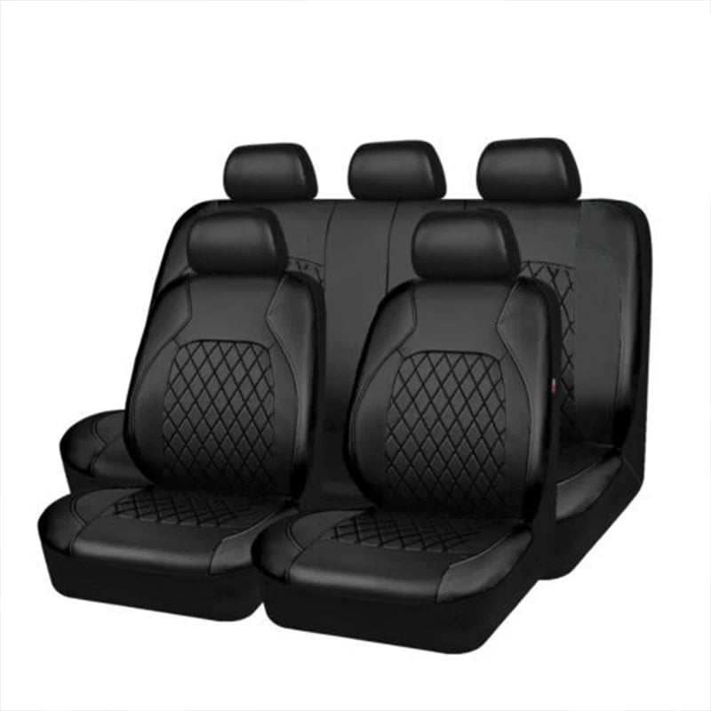 9-Delige Waterdichte Autostoelhoezen Set van PU Leer – Universele Antislip Auto Stoelbeschermers voor Auto, SUV & Bestelwagen
