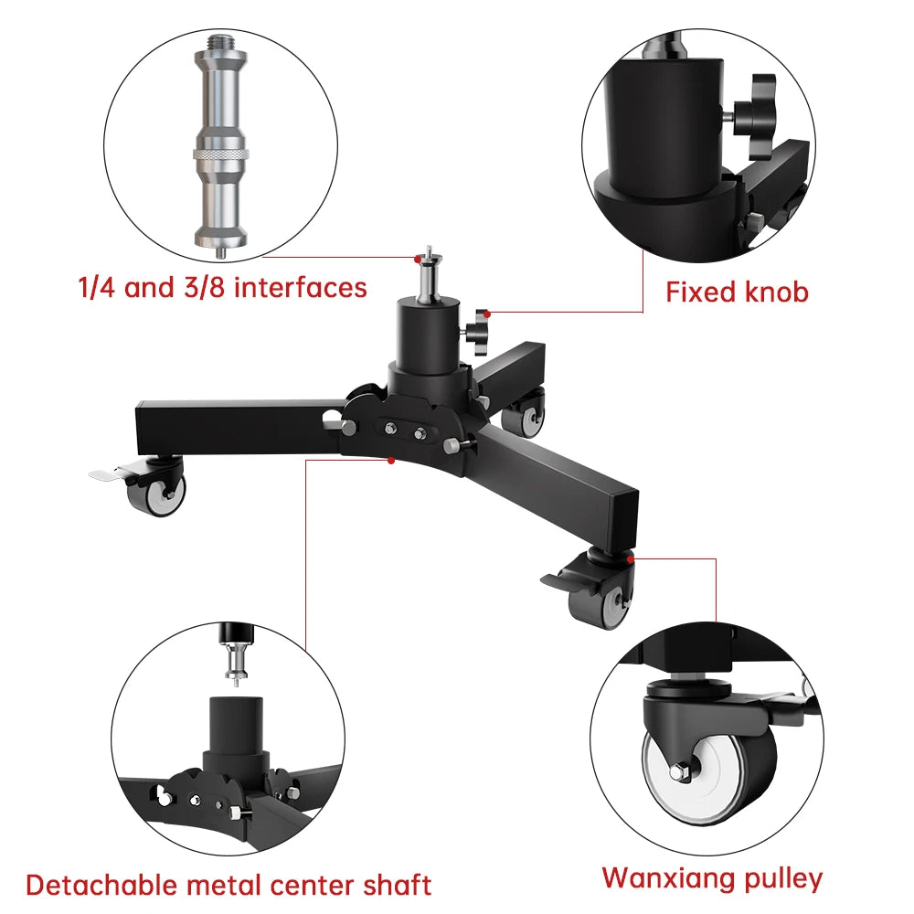 Metalen Vloerlampstatief met Wielen – Fotografie Statief 24‑125 cm Hoogte – Lichtgewicht en Multifunctioneel