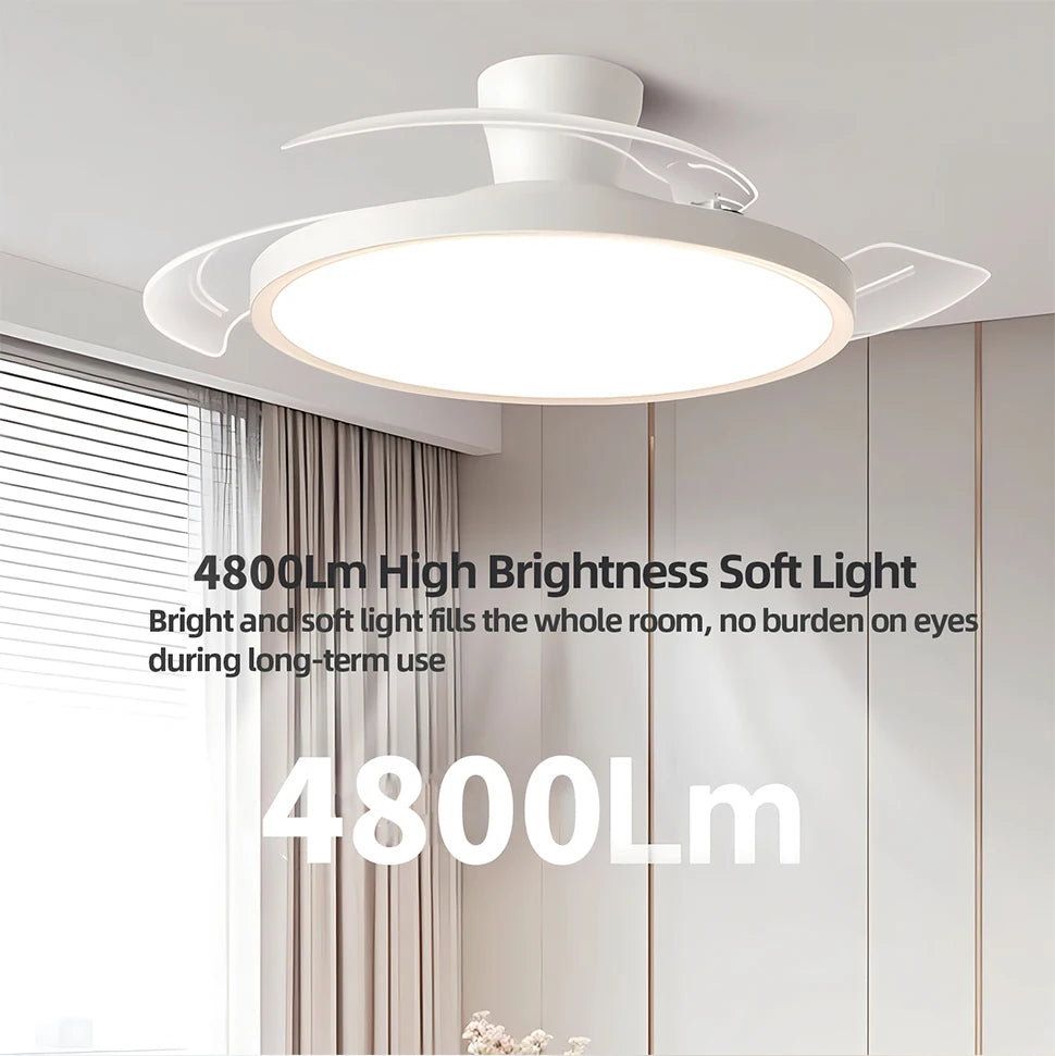 Plafondventilator met Verlichting – Moderne LED Plafondlamp met Intrekbare Bladen