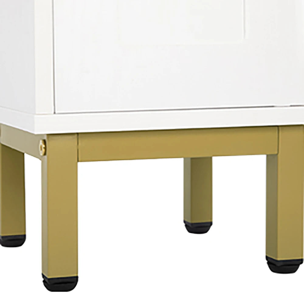 Smalle Badkamerkast met Deuren en Lade – Hoge Opbergkast voor Toilet en Badkamer – Wit Houten Design 180 cm