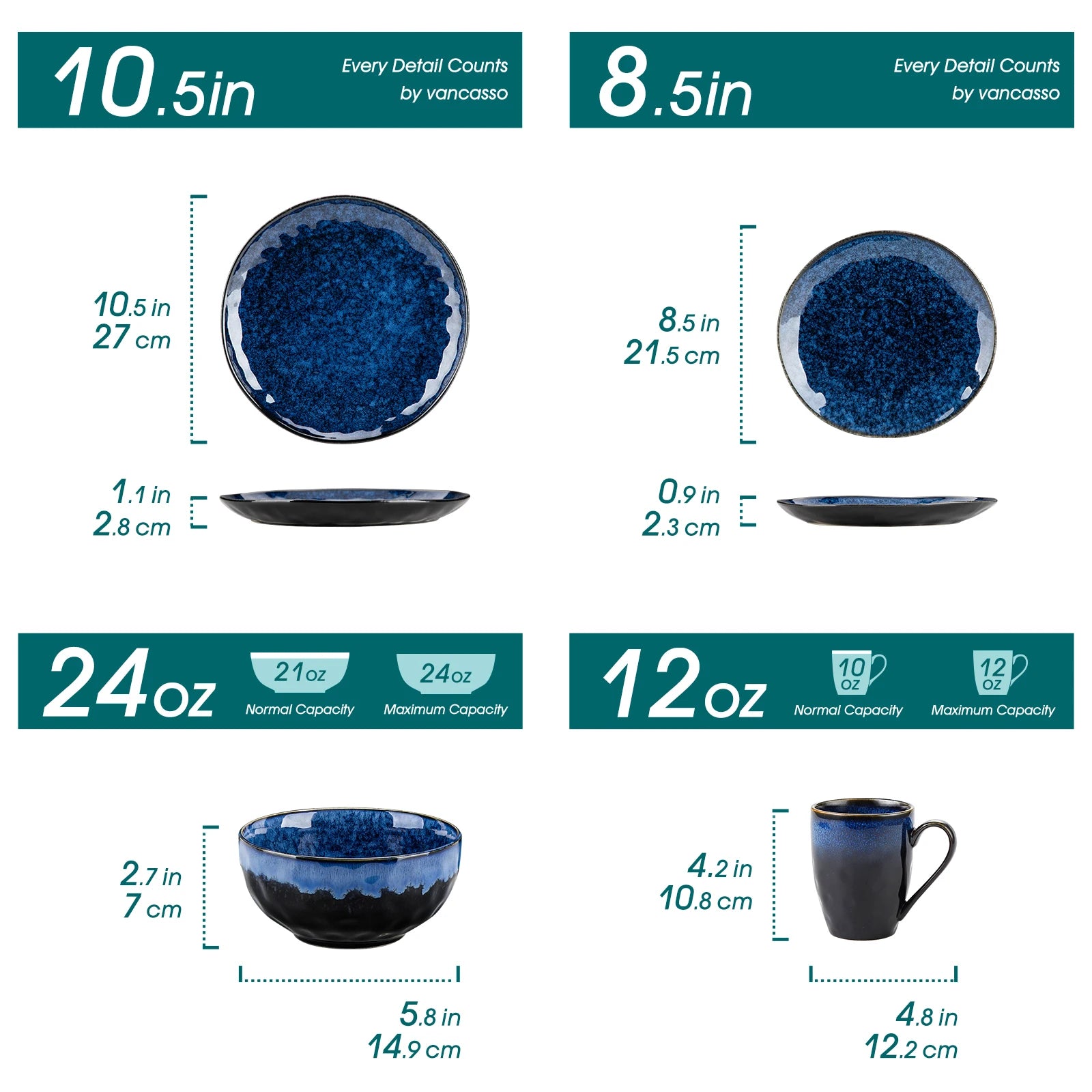 Keramiek Serviesset – Luxe Porselein Servies 16/32/48-delig – Magnetron & Vaatwasser Bestendig – Modern Servies voor 4, 8 of 12 Personen