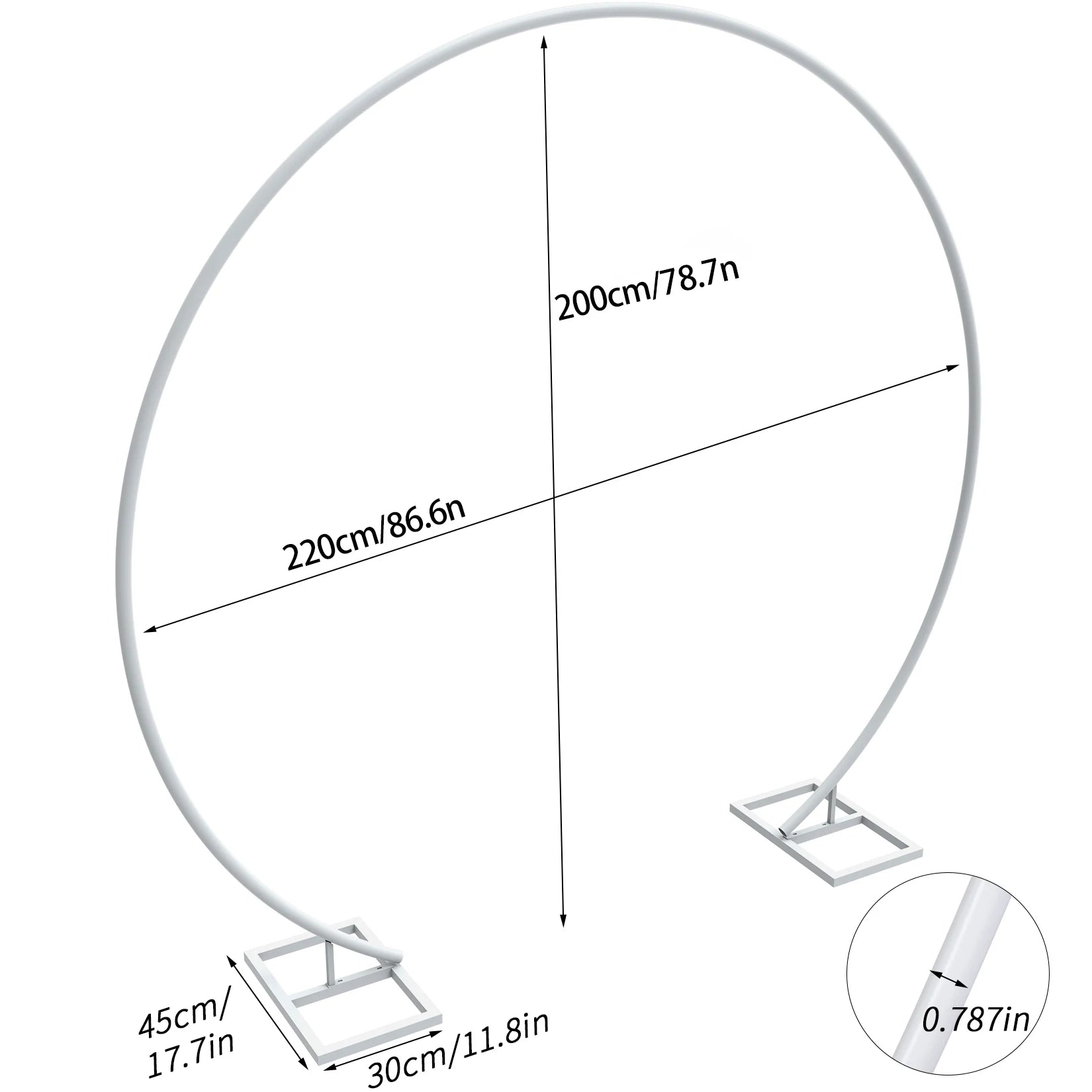 Grote Ronde Metaal Boog Achtergrondstandaard – Bruiloft Backdrop Frame 200x220 / 200x240 cm – Decoratie Boog voor Feest & Events