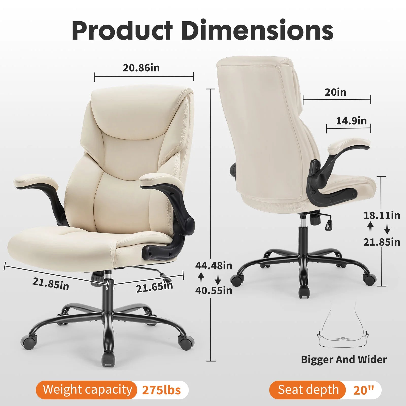 Ergonomische verstelbare bureaustoel met flip‑up armleuningen – premium comfort voor kantoor en thuis