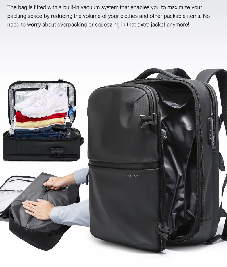 Anti‑Diefstal Laptop Rugzak 15.6 Inch – Waterdichte Reis & Business Backpack met Vacuum Compressie en Schoenenvak