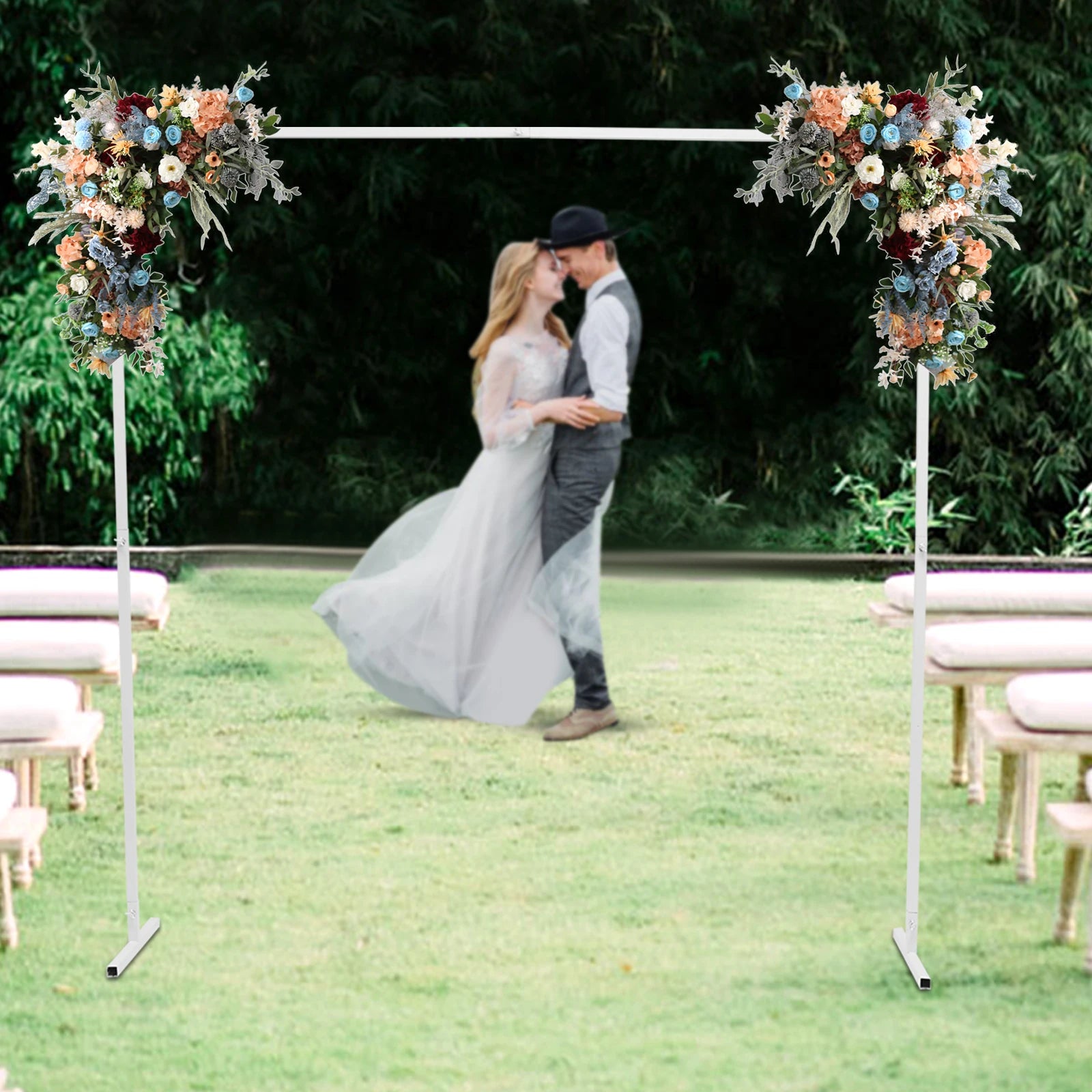 Verstelbare Bruiloft Boog Standaard 2x2m – Wit Metalen Frame voor Feestdecoratie, Bruiloften en Fotoshoots