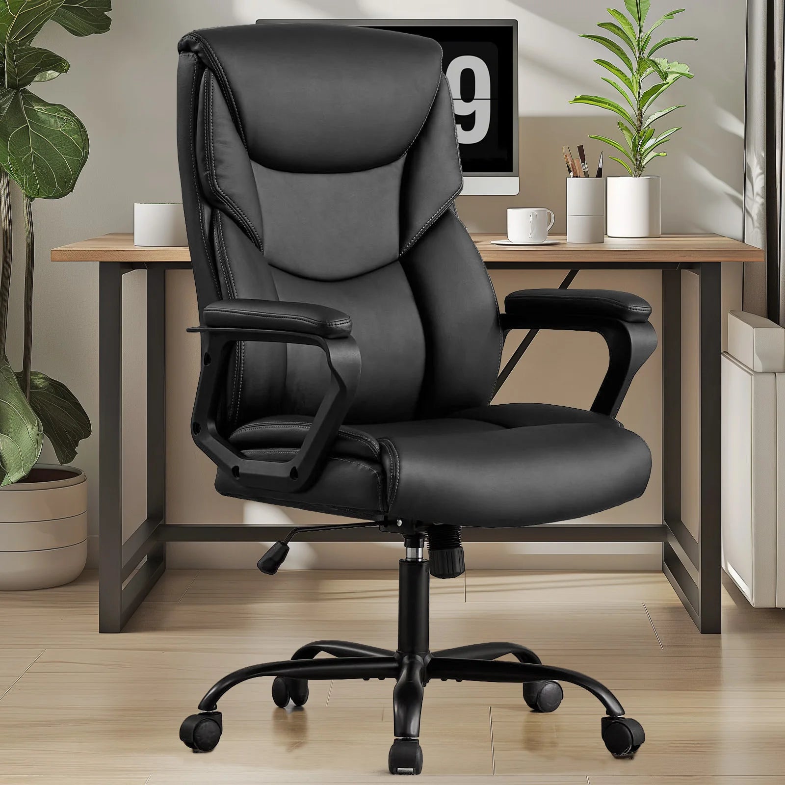 Ergonomische PU Leren Bureaustoel met Rug‑ en Lendensteun – Verstelbare Draaistoel voor Kantoor & Gaming