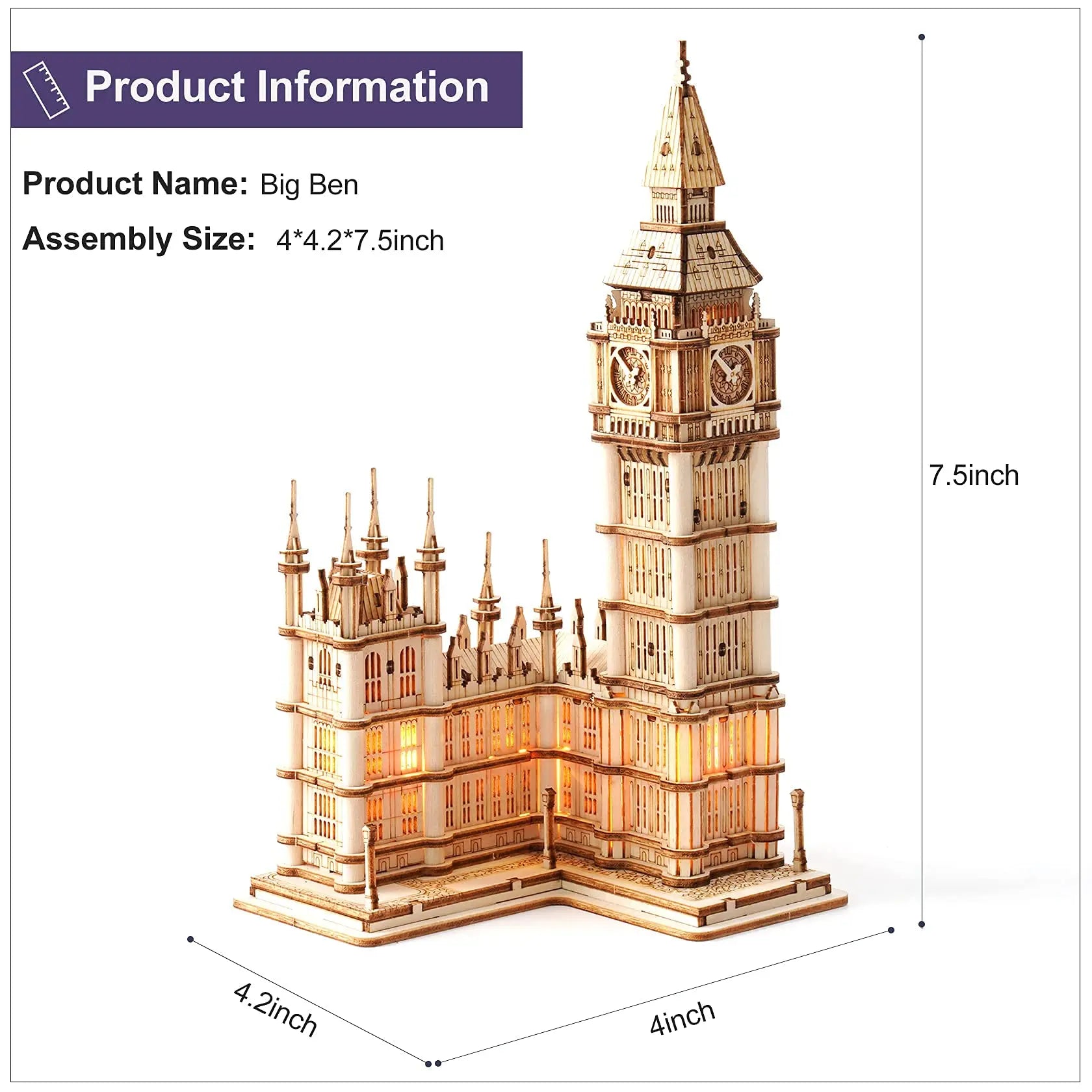 3D Houten Puzzel Tower Bridge & Big Ben – Doe-Het-Zelf Bouwmodel voor Kinderen en Volwassenen – Educatief Creatief Speelgoed