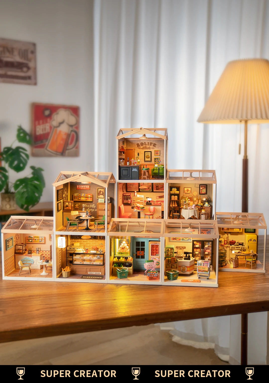 Miniatuur Poppenhuis Bouwset – Burgers Bar Thema – Creatieve DIY Bouwstenen voor Kinderen en Tieners