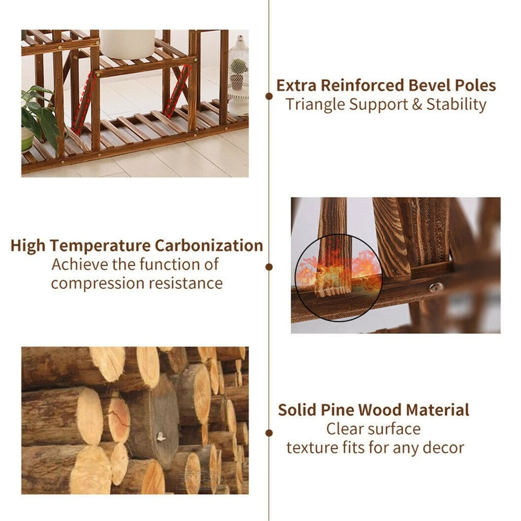Houten Plantenrek 9 Niveaus – Grote Plantenstandaard voor Binnen & Buiten